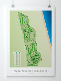 Unframed Minimalist fine art map of Waimairi Beach Golf Course, Christchurch, Canterbury, New Zealand