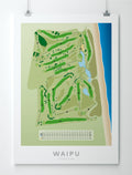Unframed Minimalist fine art map of Waipu Golf Course, Northland, New Zealand