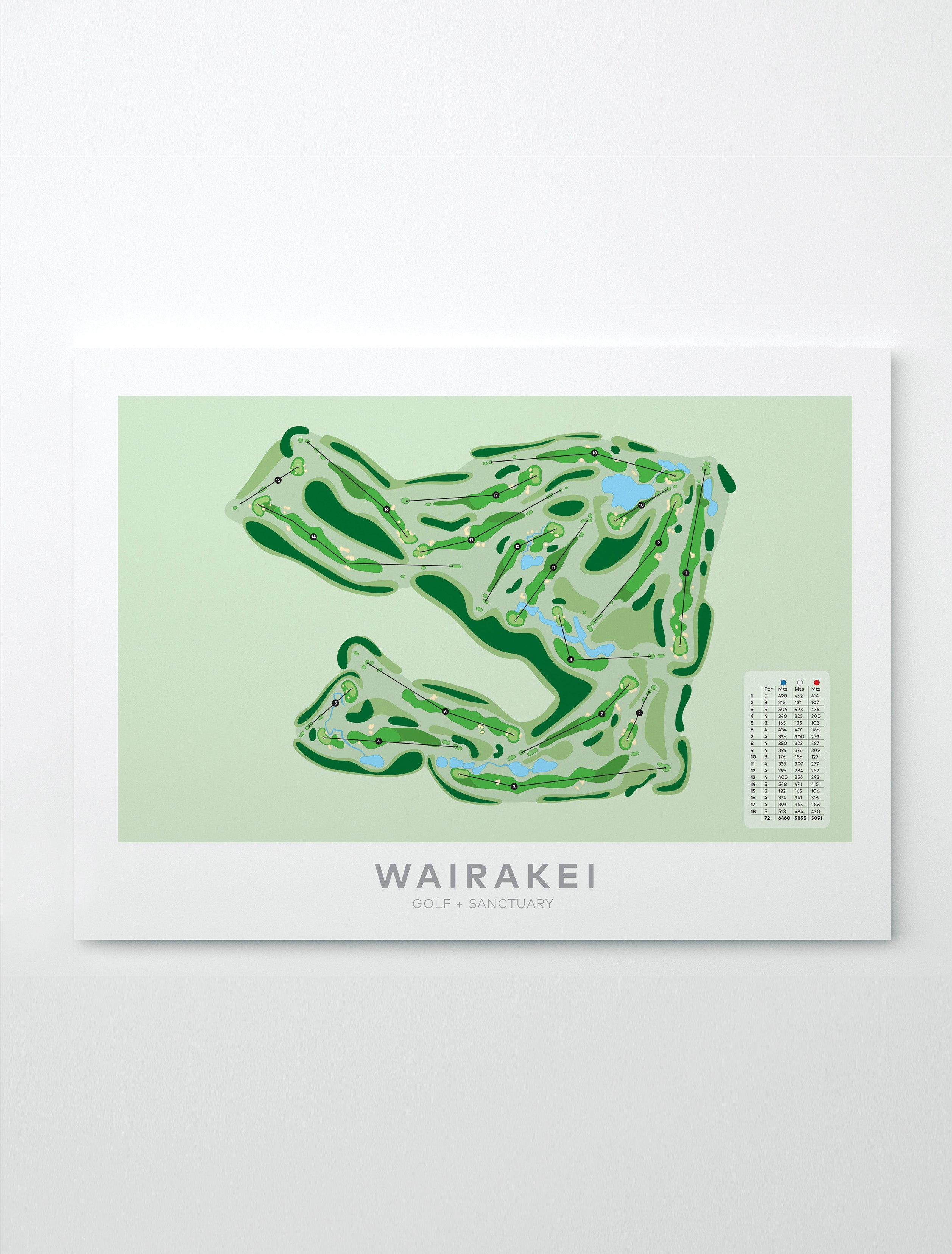 Unframed Minimalist fine art map of Wairakei Golf + Sanctuary Golf Course, Taupo, Waikato, New Zealand