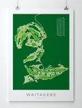 Unframed Minimalist fine art map of Waitakere Golf Course, Auckland, New Zealand