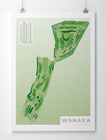 Unframed Minimalist fine art map of Wanaka Golf Course, Otago, Queenstown Lakes Region, New Zealand