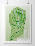 Unframed Minimalist fine art map of Warkworth Golf Course, Auckland region, New Zealand