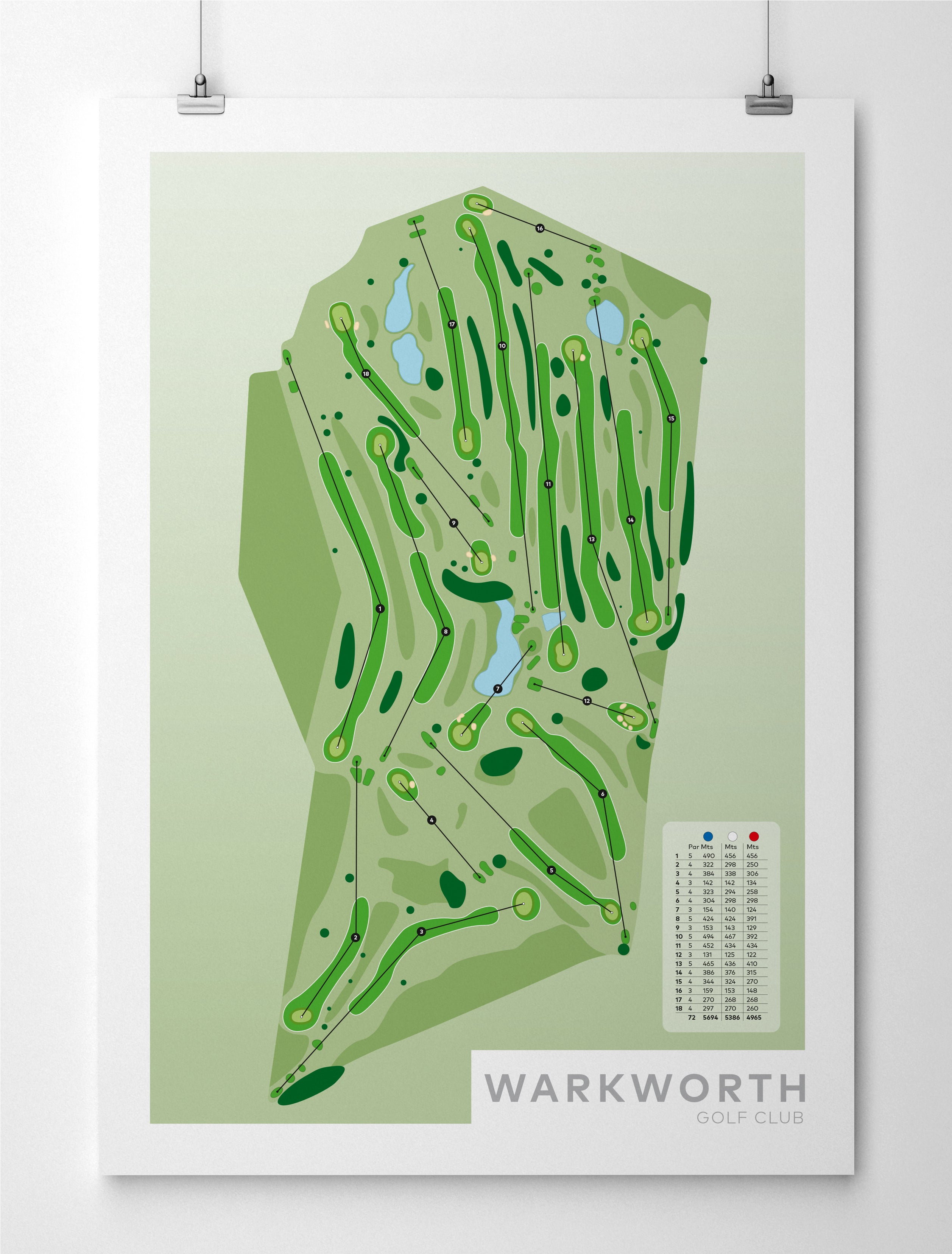 Unframed Minimalist fine art map of Warkworth Golf Course, Auckland region, New Zealand