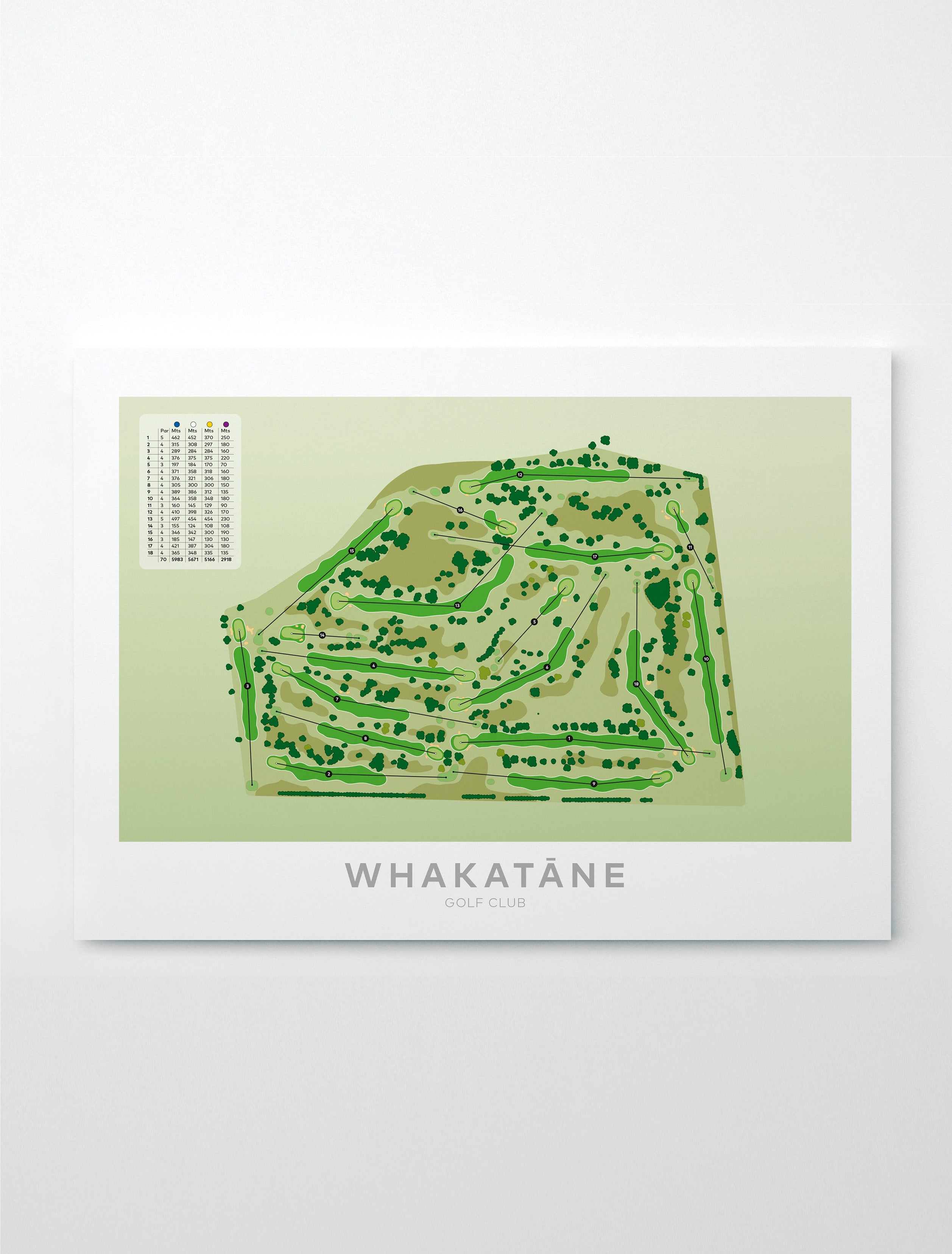 Unframed Minimalist fine art map of Whakatane Golf Course, Bay of Plenty, BOP, New Zealand