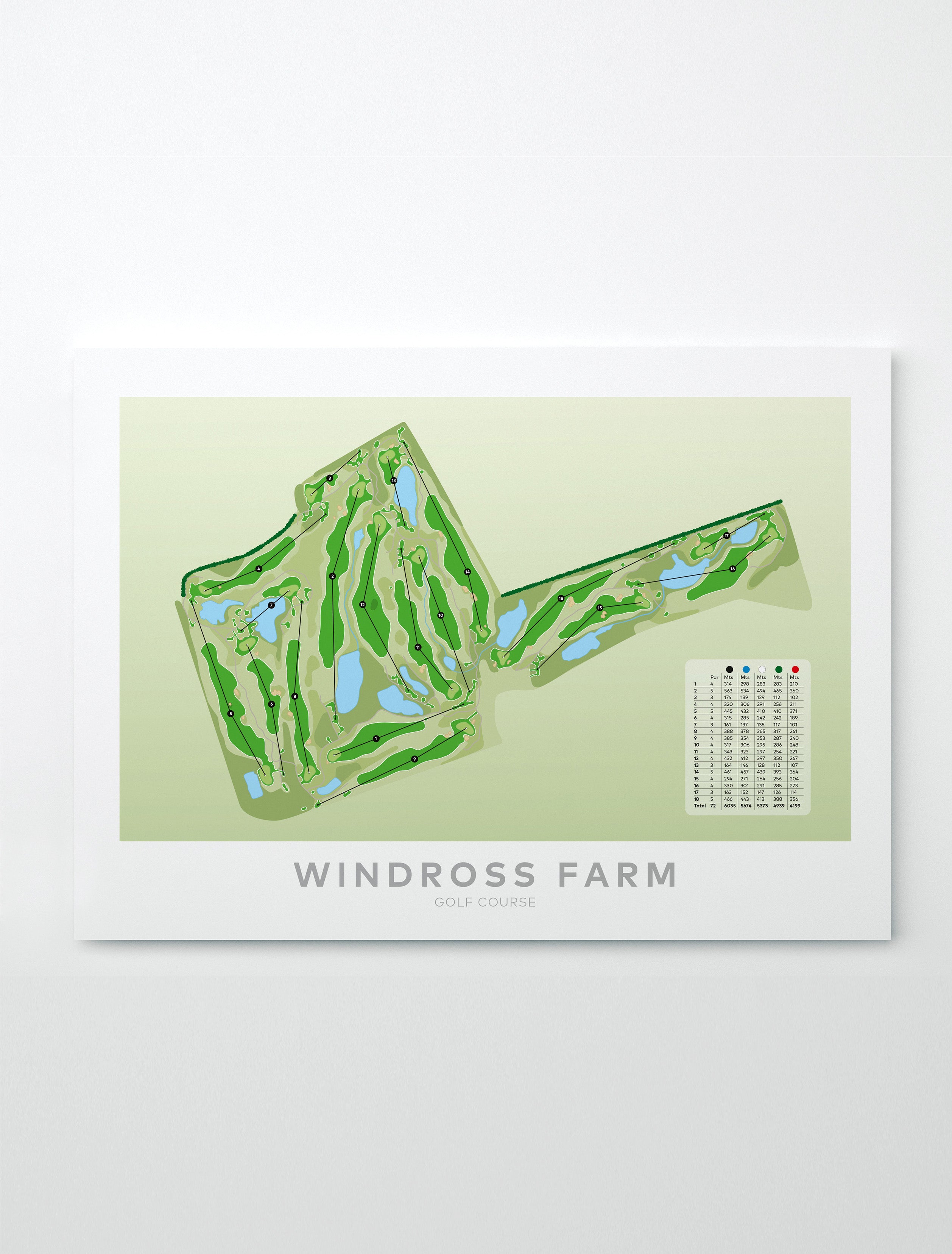 Unframed Minimalist fine art map of Windross Farm Golf Course, Auckland, New Zealand