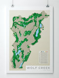 unframed Minimalist fine art map of Wolf Creek Golf Course, Nevada USA