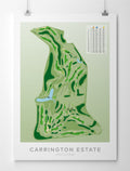 Unframed minimalist fine art map of Carrington Estate Golf Course, Northland, New Zealand