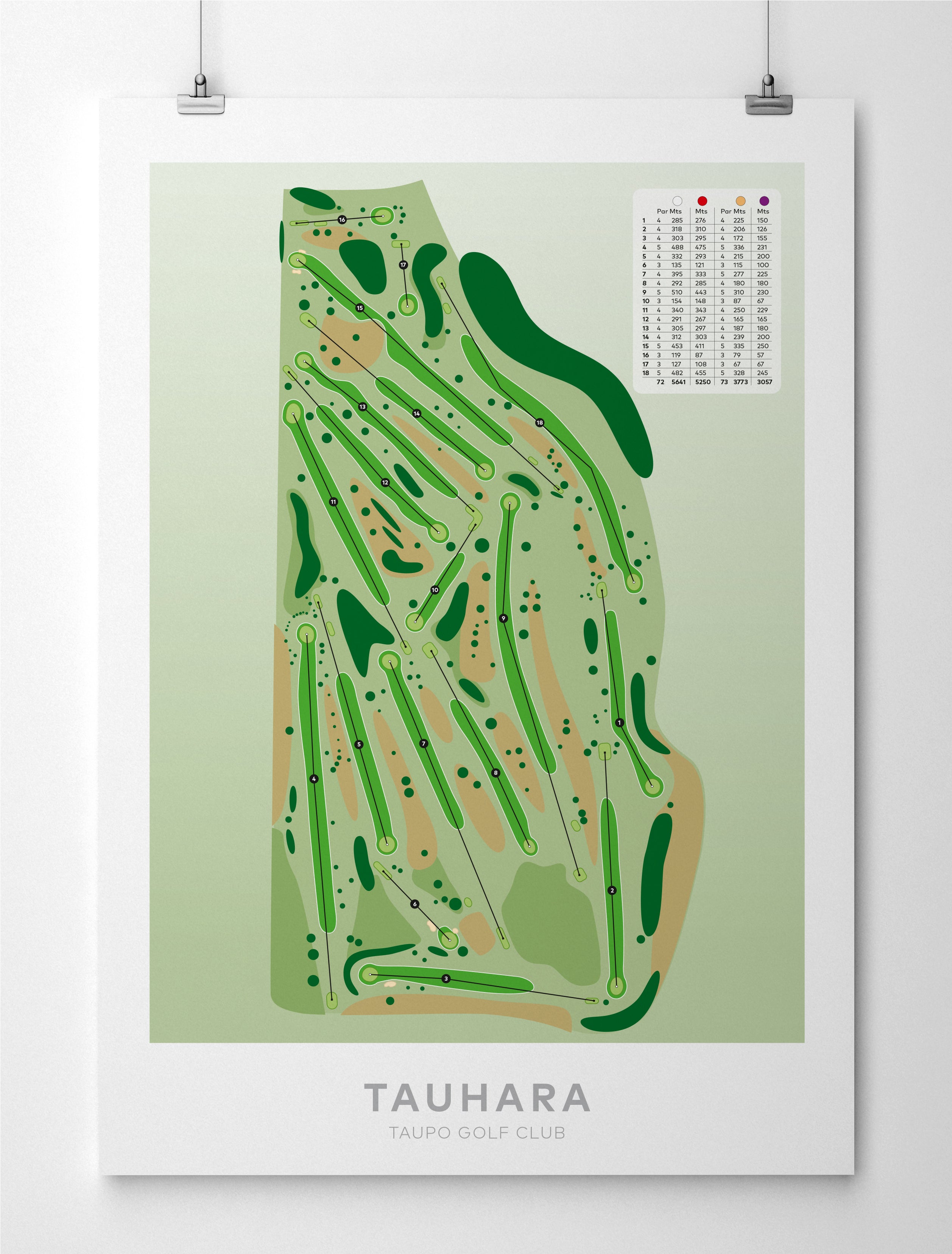 Unframed Minimalist fine art map of Taupo - Tauhara Golf Course, Waikato, New Zealand