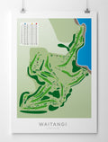 Unframed Minimalist fine art map of Waitangi Golf Course, Northland, New Zealand