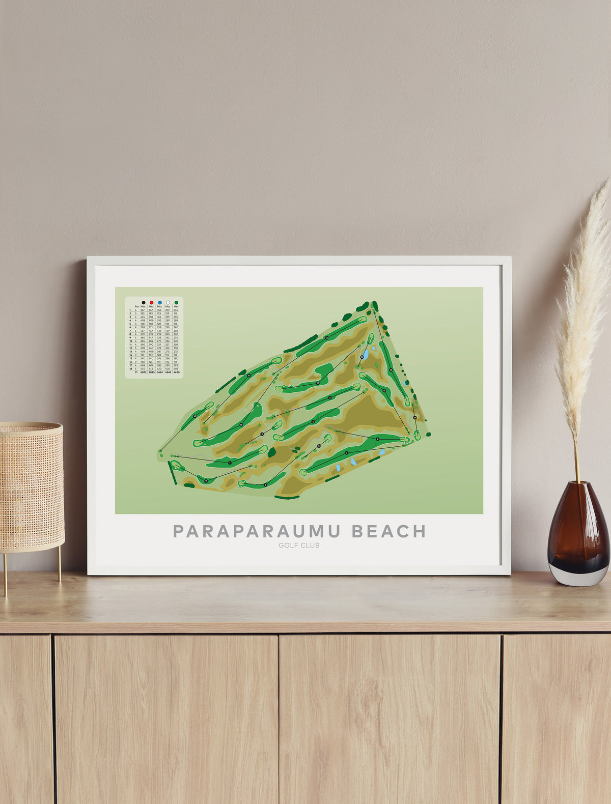 Framed artwork of Paraparaumu Golf Course artwork, Wellington Region, New Zealand
