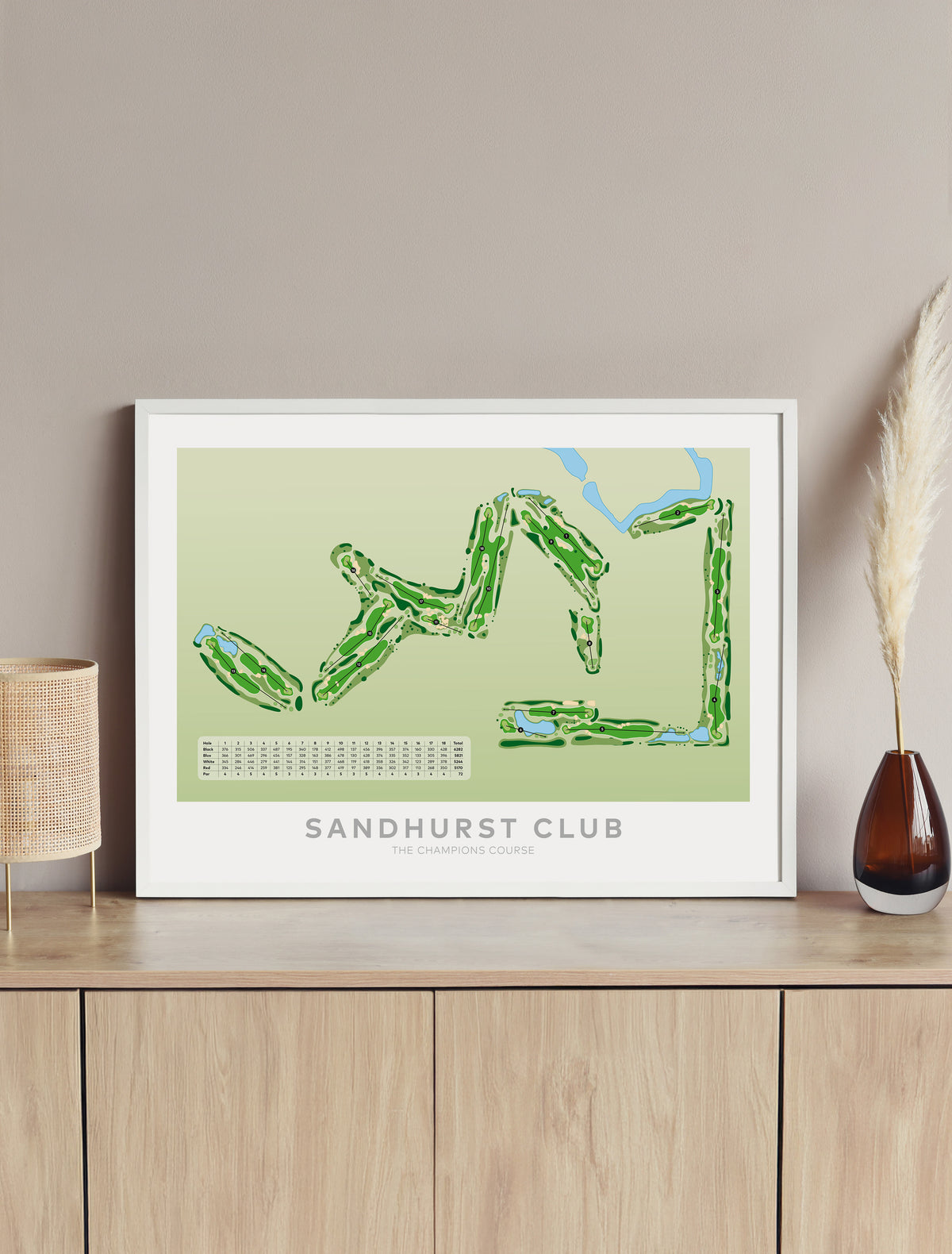 Framed Minimalist fine art map of Sandhurst Champs Golf Course, Melbourne, Victoria, Australia-australia-golf-art