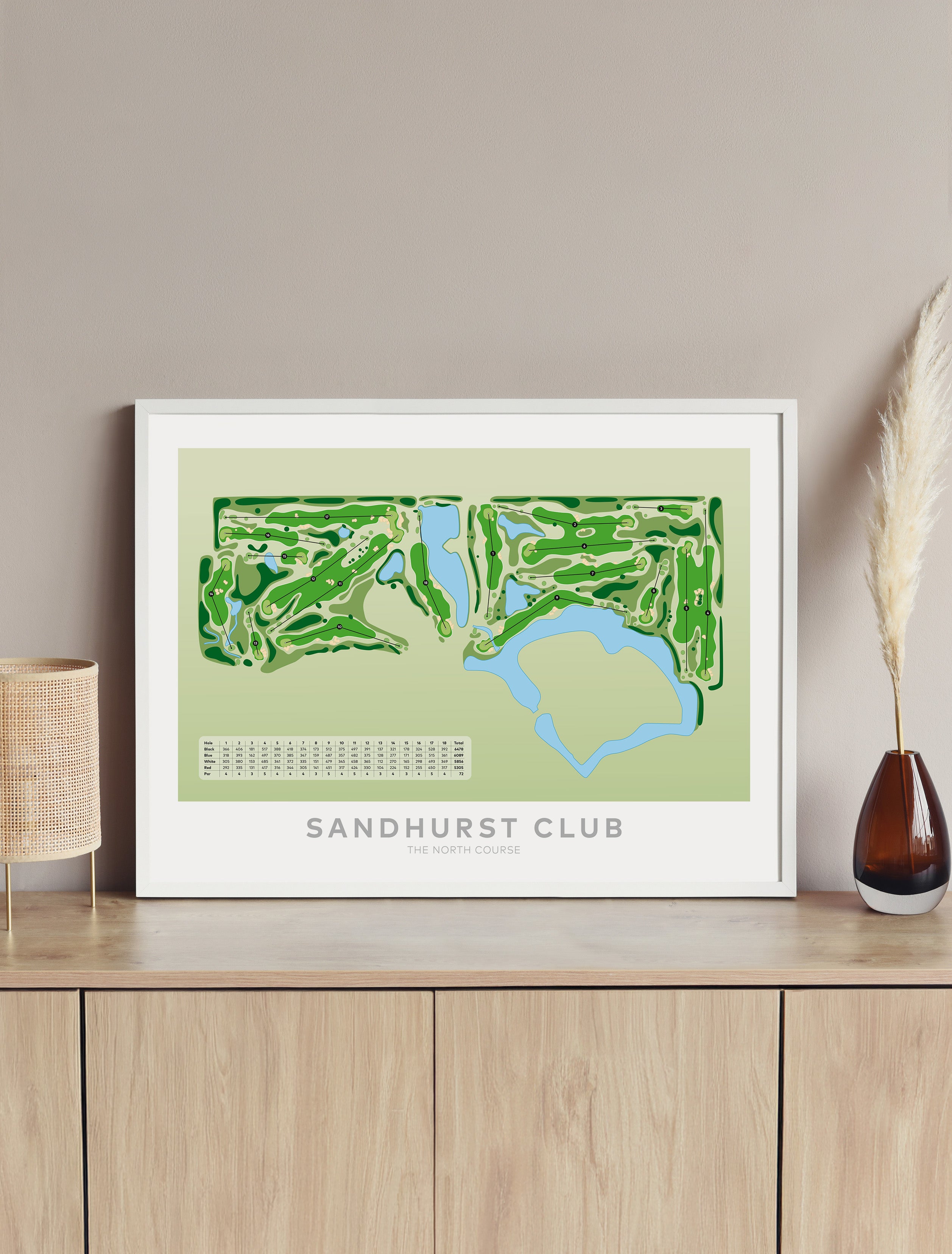 Framed Minimalist fine art map of Sandhurst North Golf Course, Melbourne, Victoria, -australia-golf-art