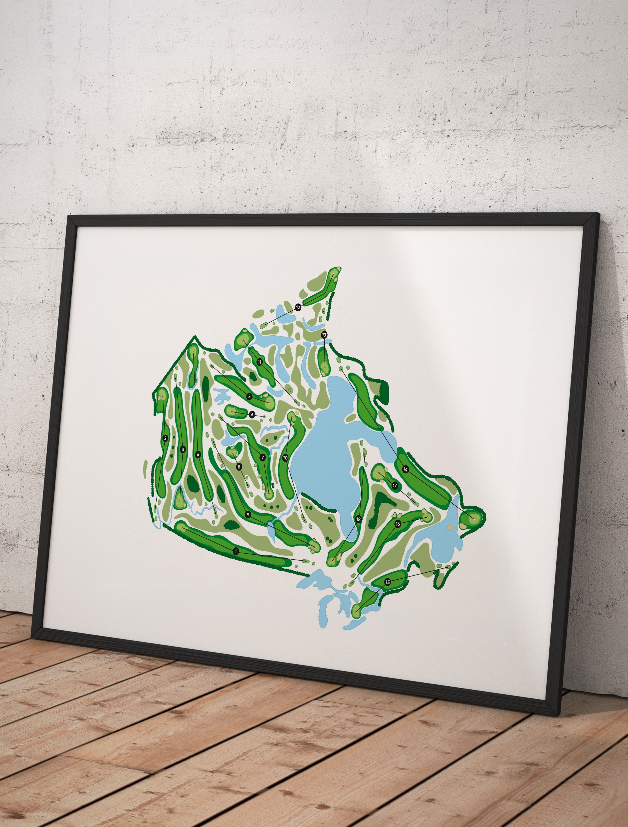 Framed minimalist fine art map of Canada Golf, concept artwork 