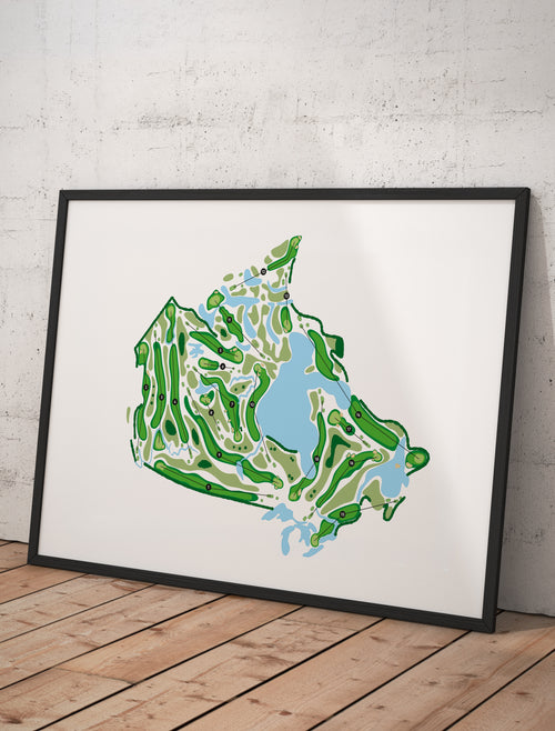 Framed minimalist fine art map of Canada Golf, concept artwork 