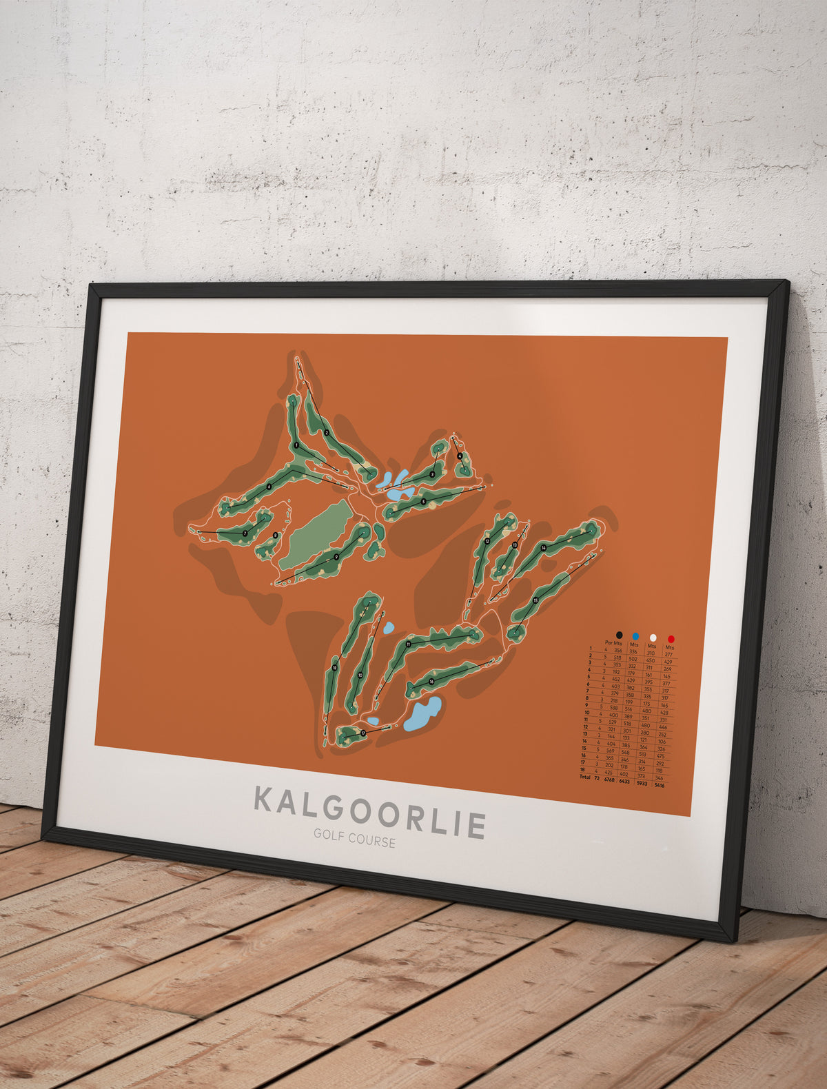 Framed minimalist fine art map of Kalgoorlie Golf Course, Western Australia-australia-golf-art