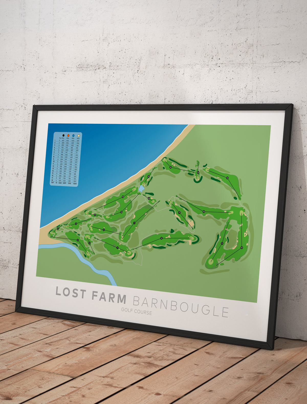 Framed Minimalist fine art map of Lost Farm Golf Course, Tasmania, Australia-australia-golf-art