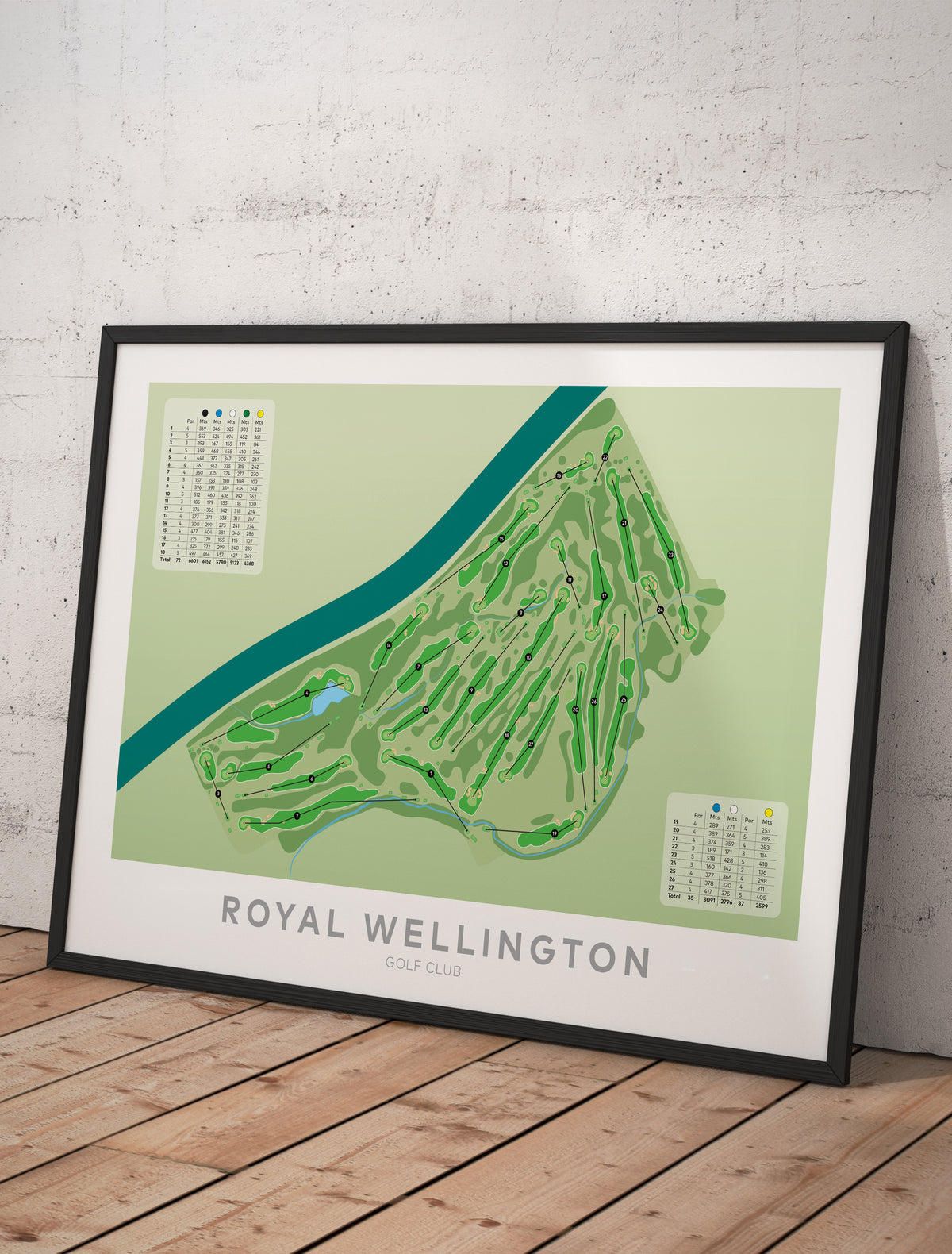 Framed Minimalist fine art map of Royal Wellington Golf Course, New Zealand