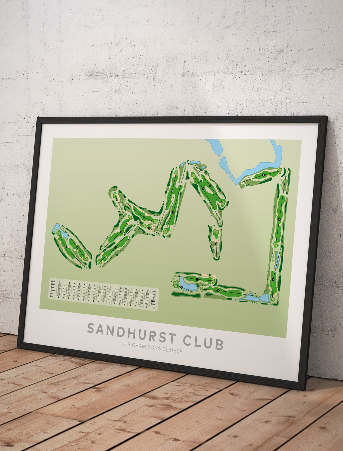 Framed Minimalist fine art map of Sandhurst Champs Golf Course, Melbourne, Victoria, Australia-australia-golf-art