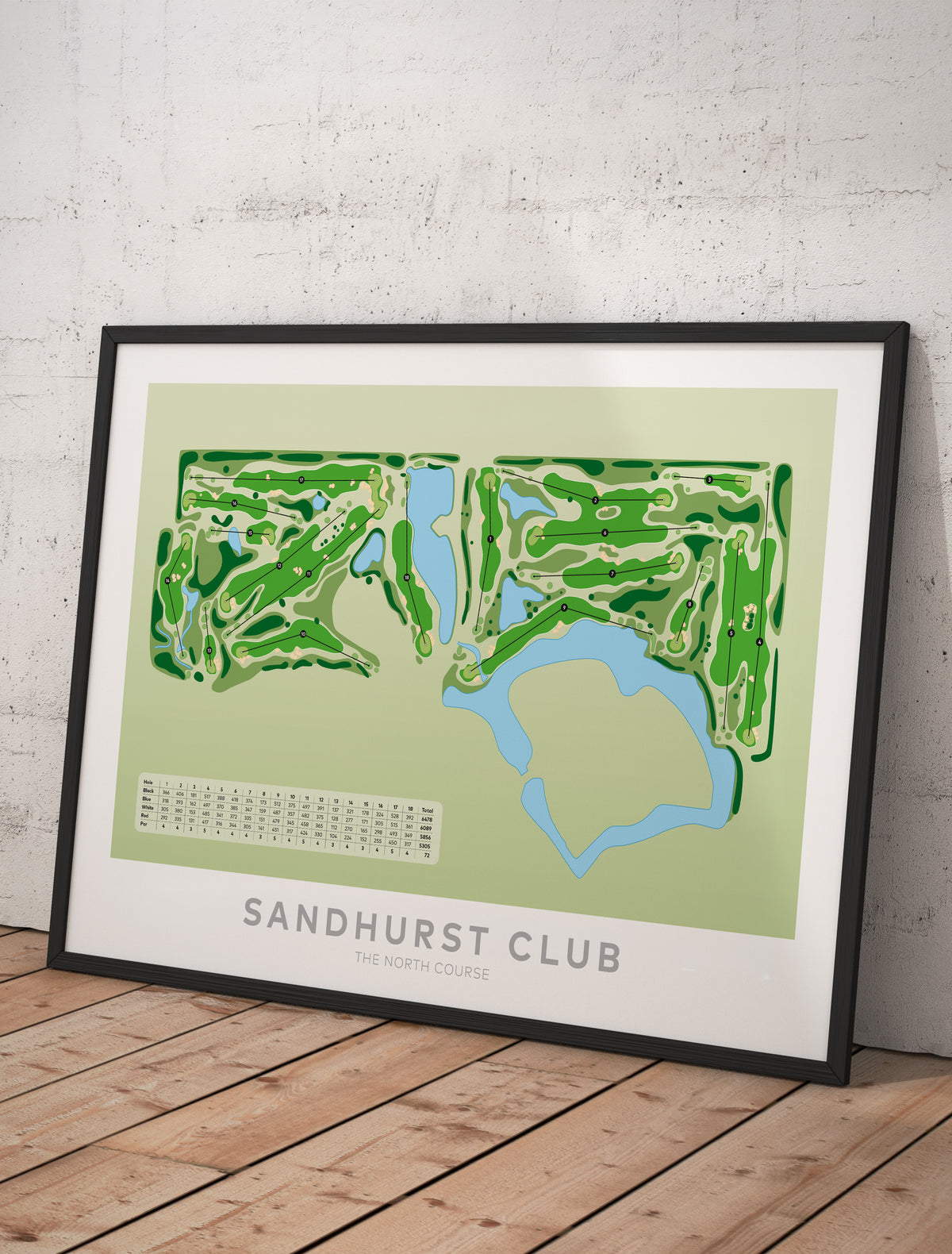Framed Minimalist fine art map of Sandhurst North Golf Course, Melbourne, Victoria, -australia-golf-art