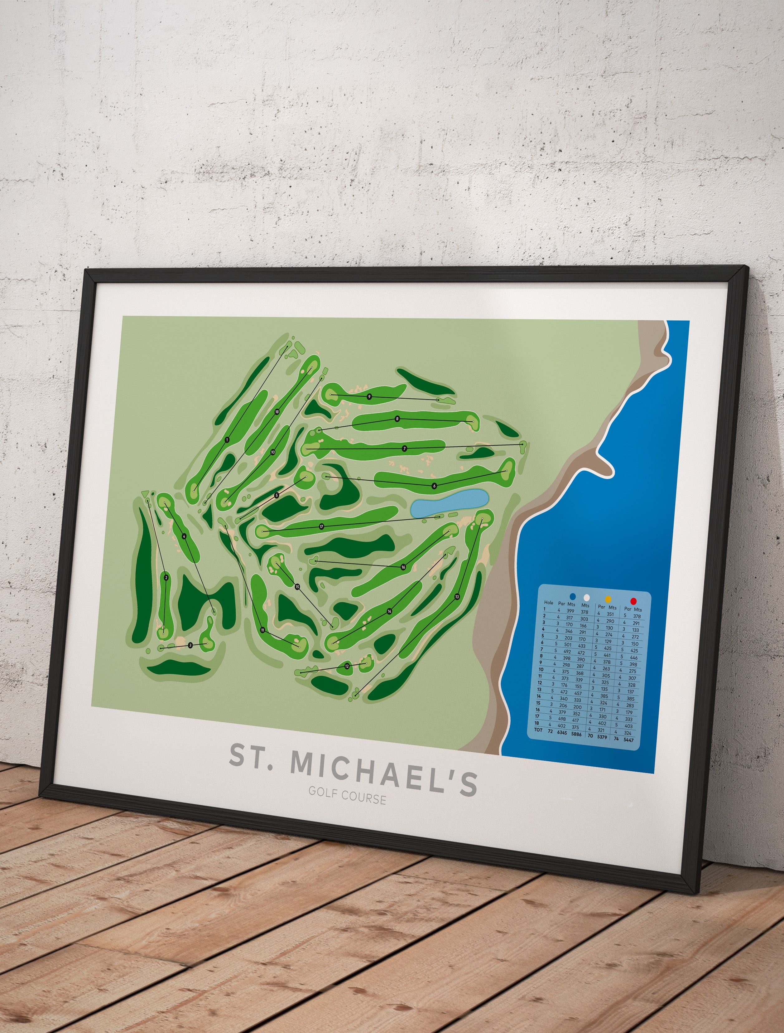 Framed Minimalist fine art map of St Michael's Golf Course, Sydney, New South Wales, -australia-golf-art