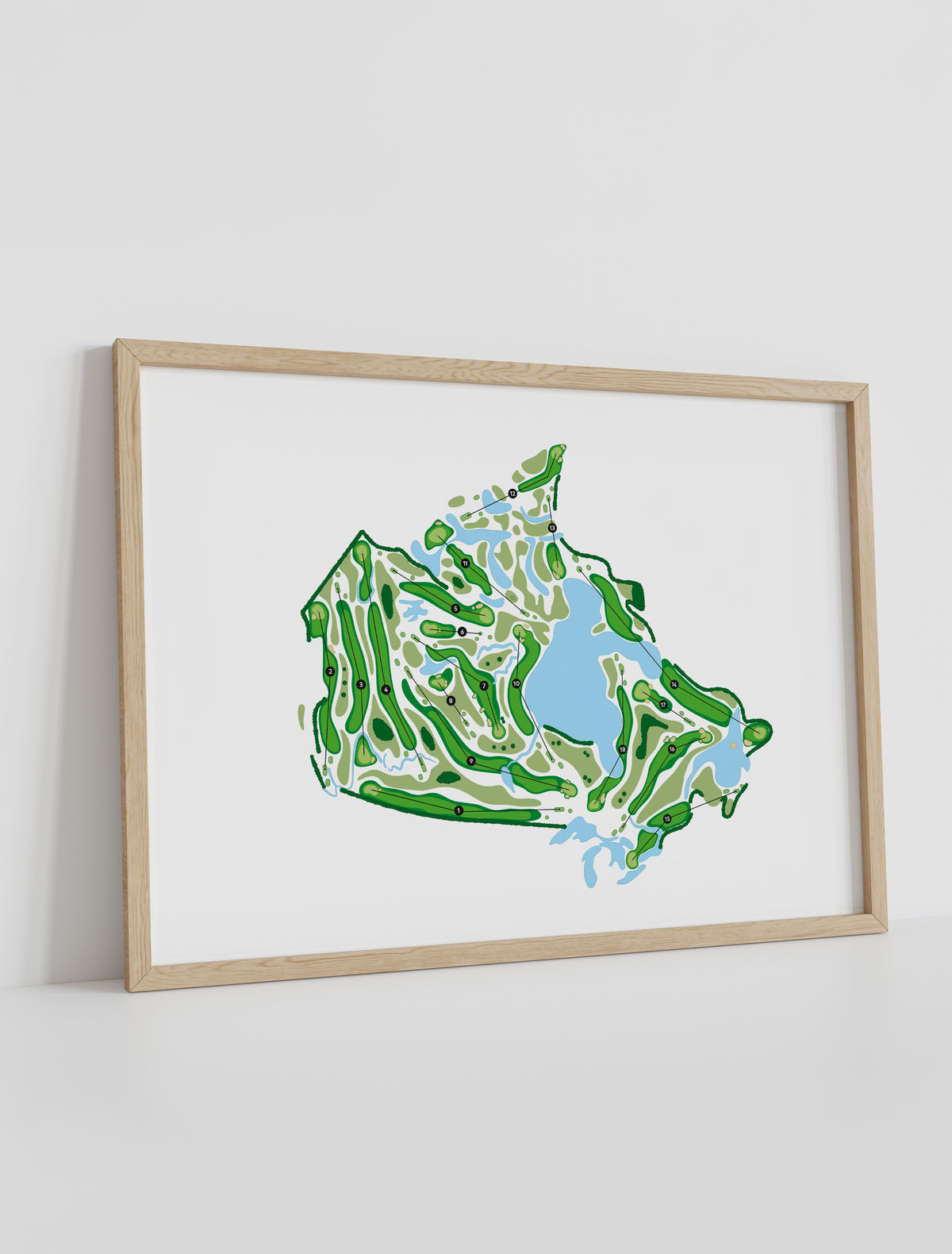 Framed minimalist fine art map of Canada Golf, concept artwork 