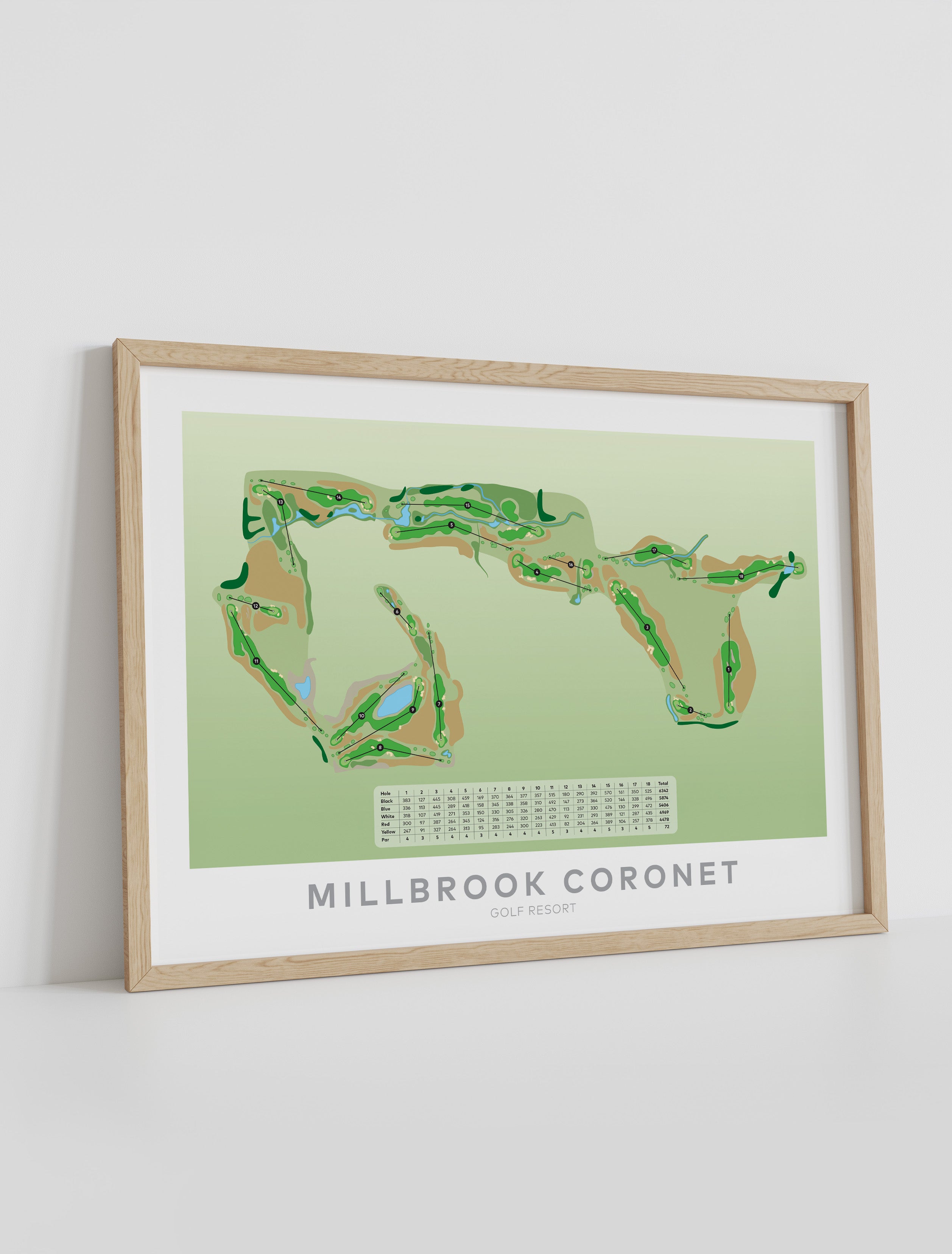 Framed minimalist fine art map of Millbrook - Coronet Golf Course, Queenstown Lakes Region, New Zealand