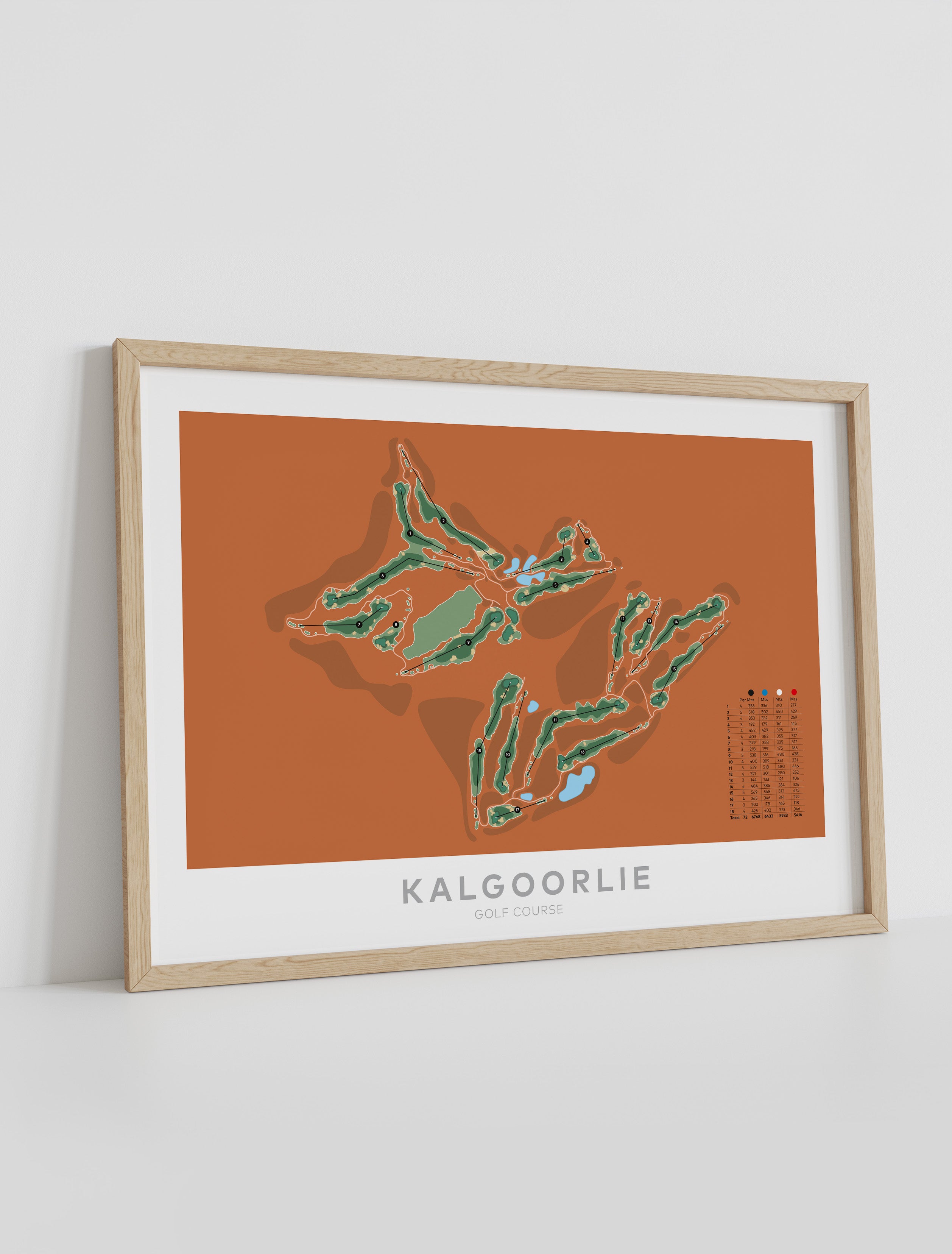 Framed minimalist fine art map of Kalgoorlie Golf Course, Western Australia-australia-golf-art