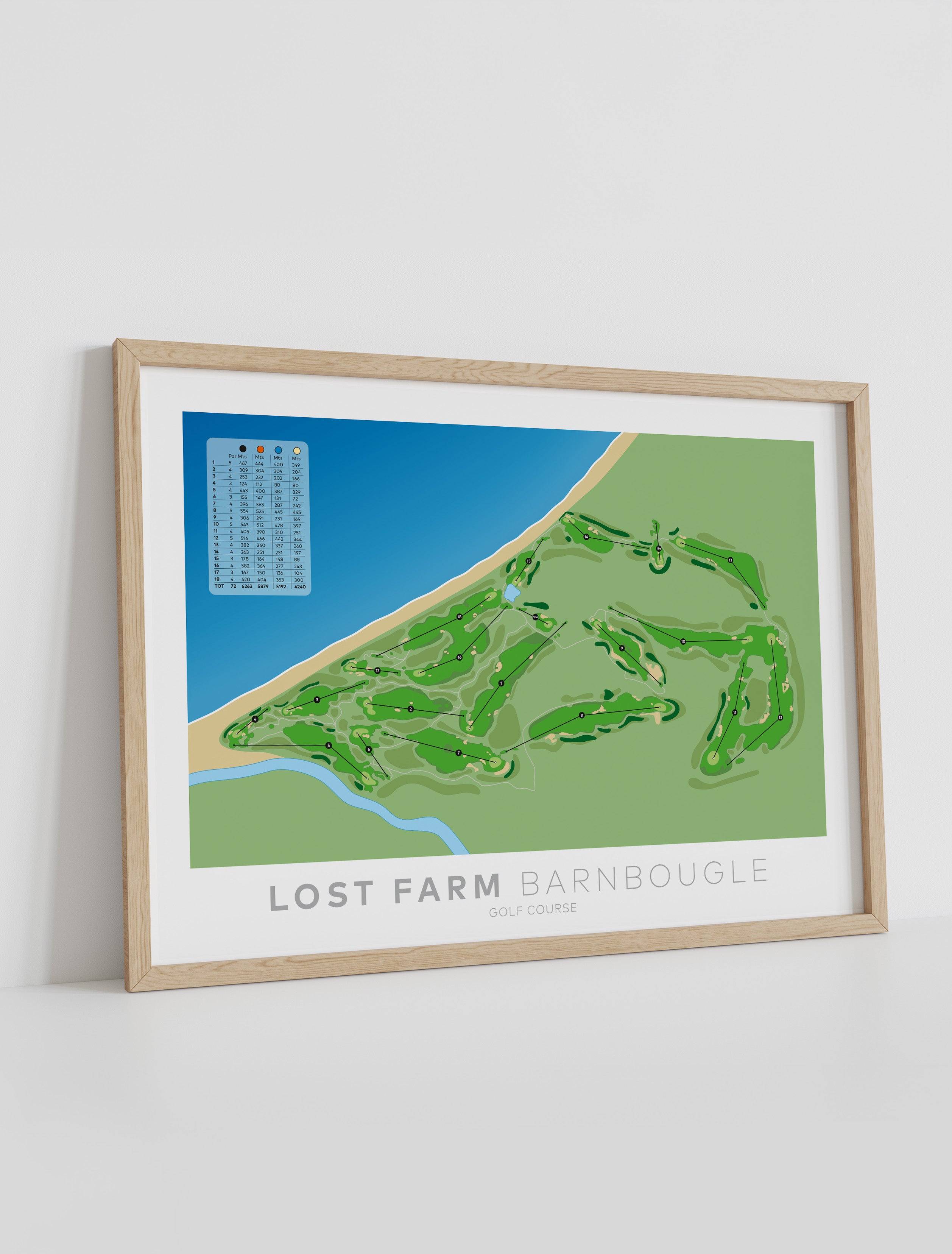Framed Minimalist fine art map of Lost Farm Golf Course, Tasmania, Australia-australia-golf-art