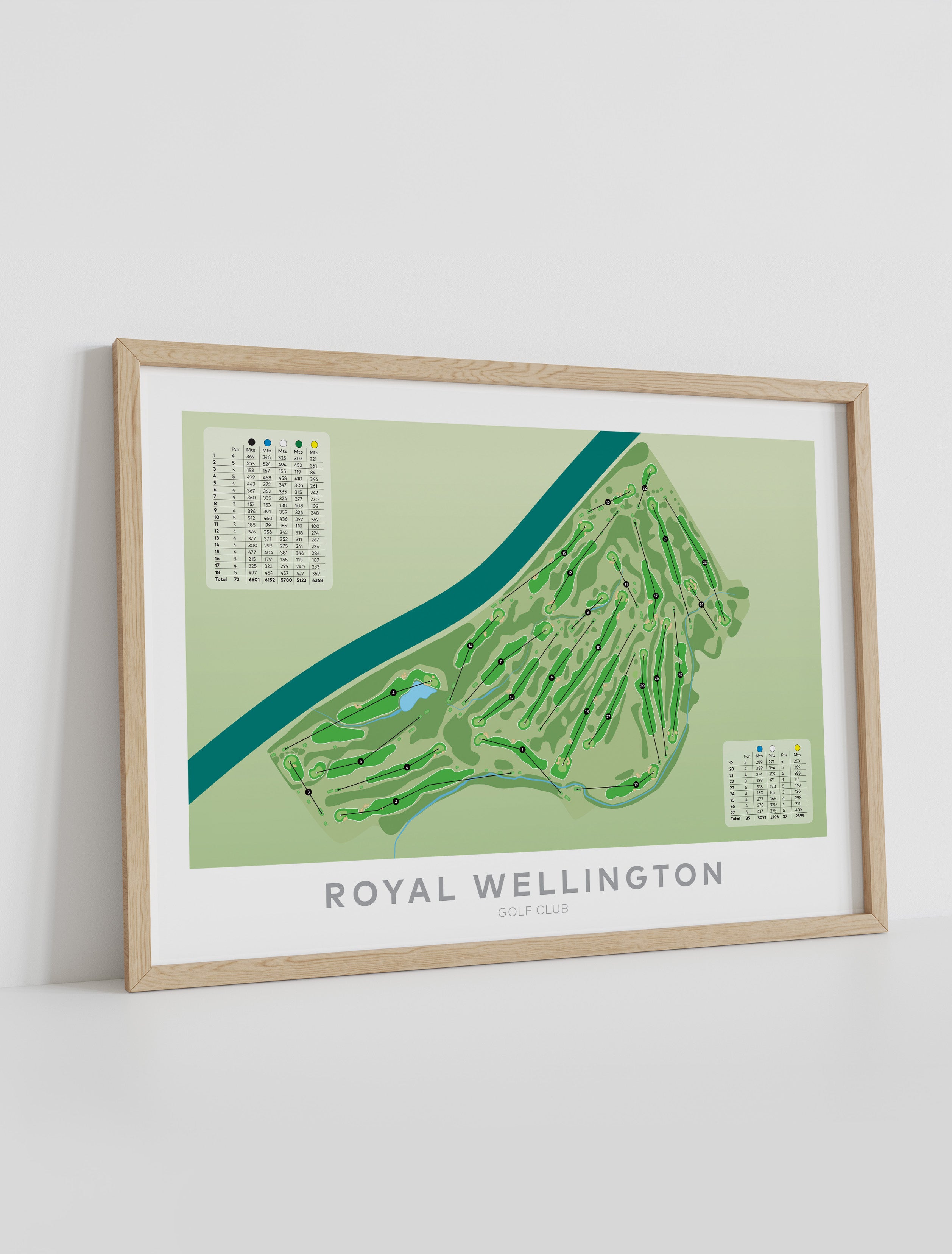 Framed Minimalist fine art map of Royal Wellington Golf Course, New Zealand