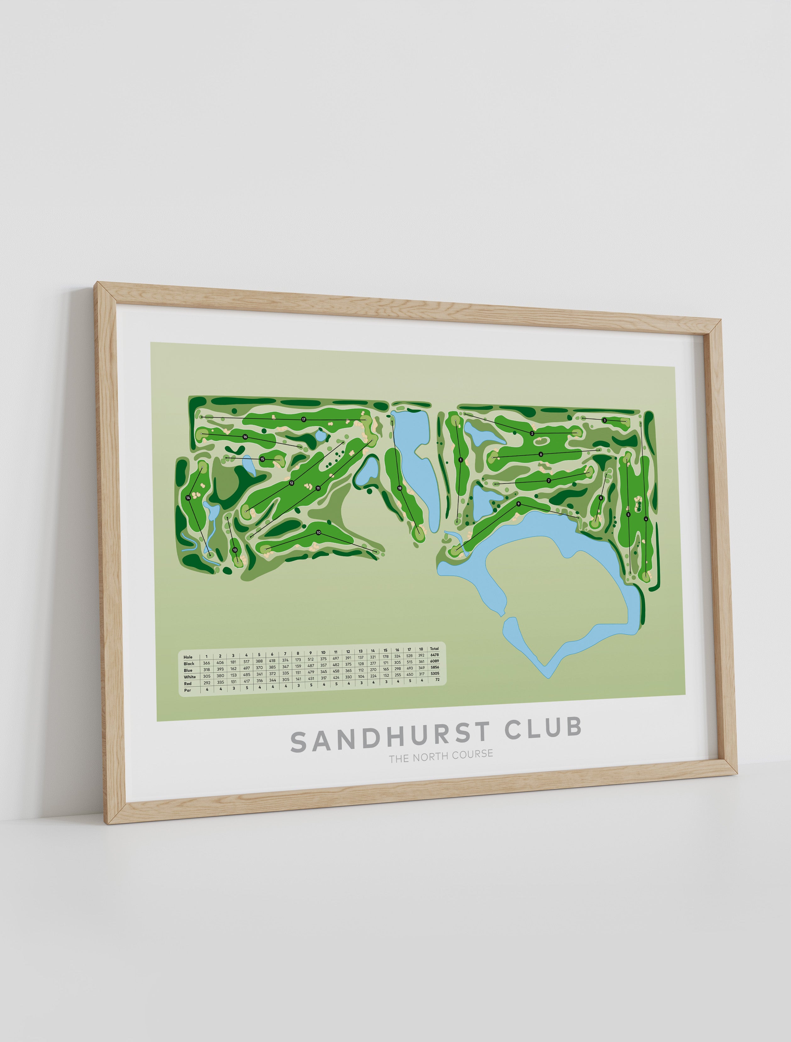 Framed Minimalist fine art map of Sandhurst North Golf Course, Melbourne, Victoria, -australia-golf-art