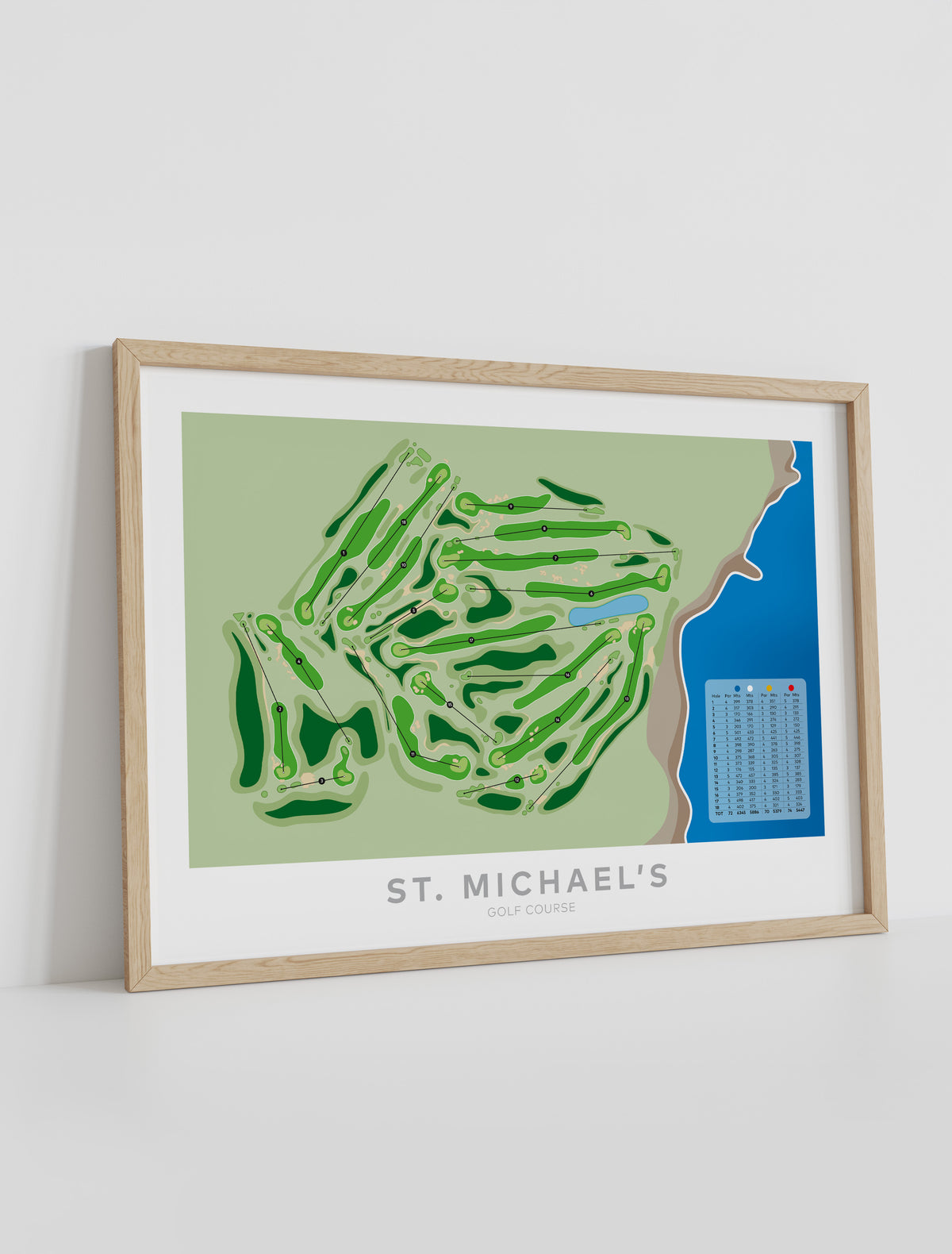 Framed Minimalist fine art map of St Michael's Golf Course, Sydney, New South Wales, -australia-golf-art