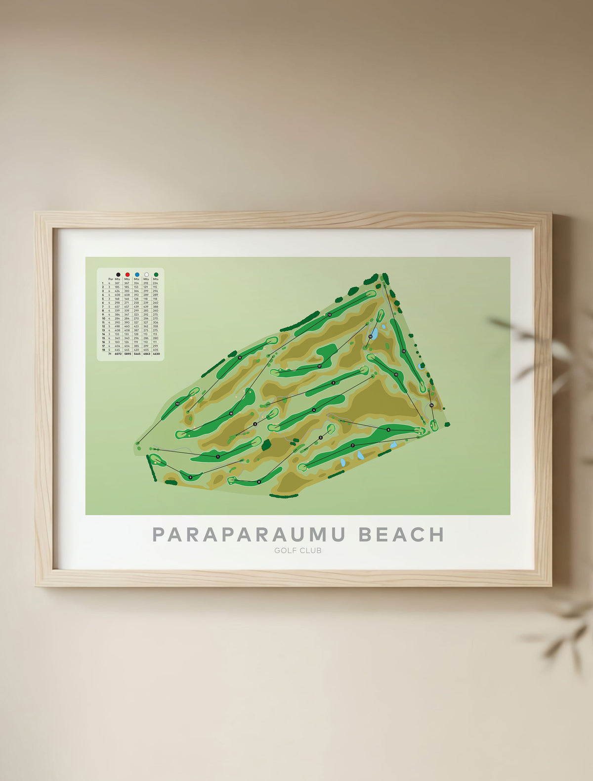 Framed artwork of Paraparaumu Golf Course artwork, Wellington Region, New Zealand