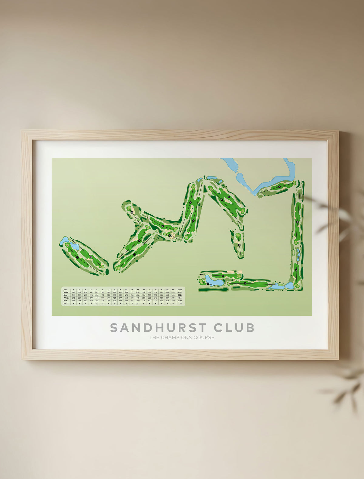 Framed Minimalist fine art map of Sandhurst Champs Golf Course, Melbourne, Victoria, Australia-australia-golf-art