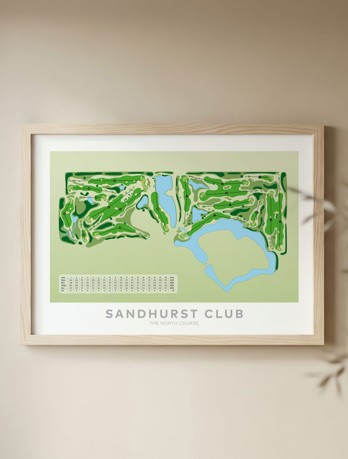 Framed Minimalist fine art map of Sandhurst North Golf Course, Melbourne, Victoria, -australia-golf-art
