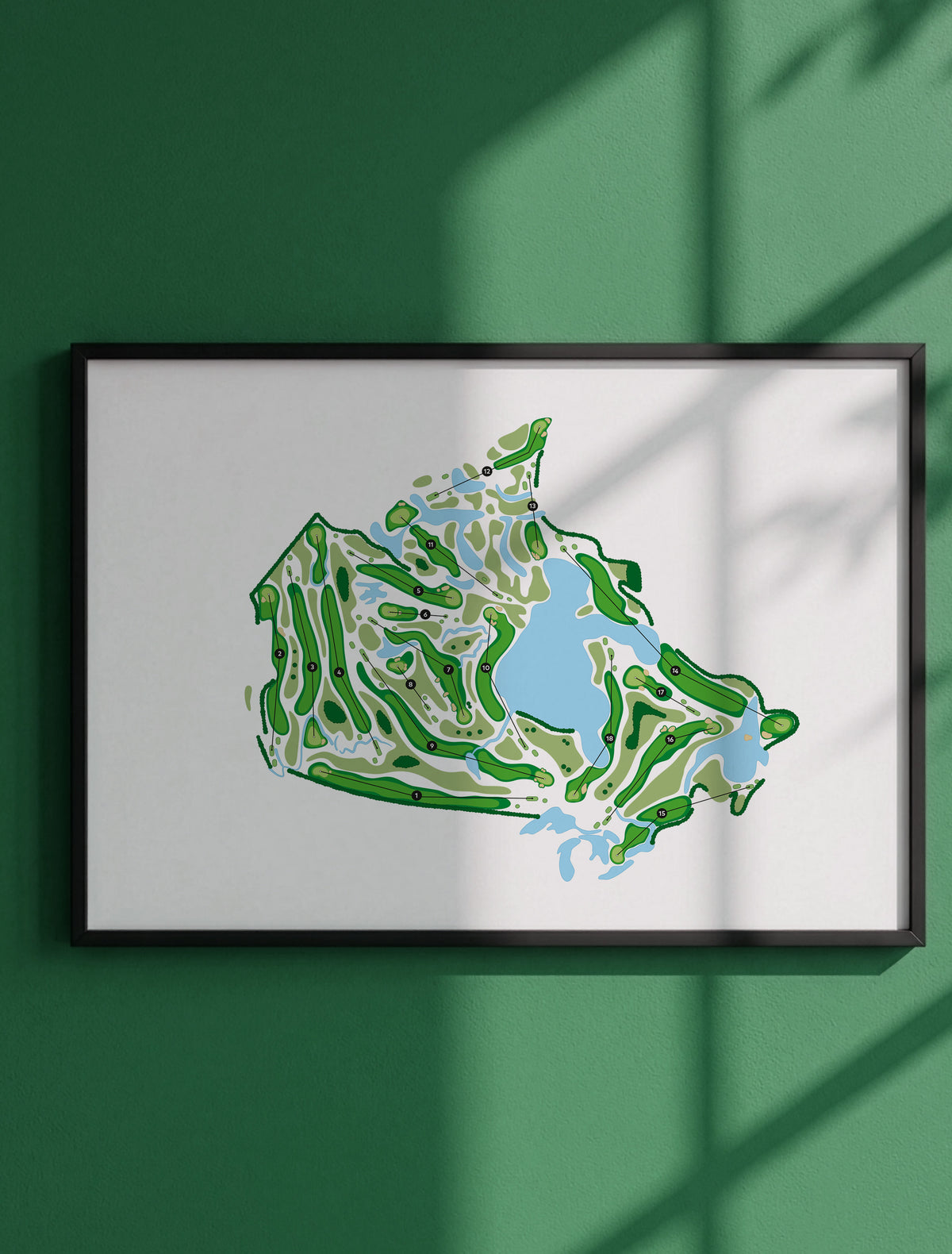 Framed minimalist fine art map of Canada Golf, concept artwork 