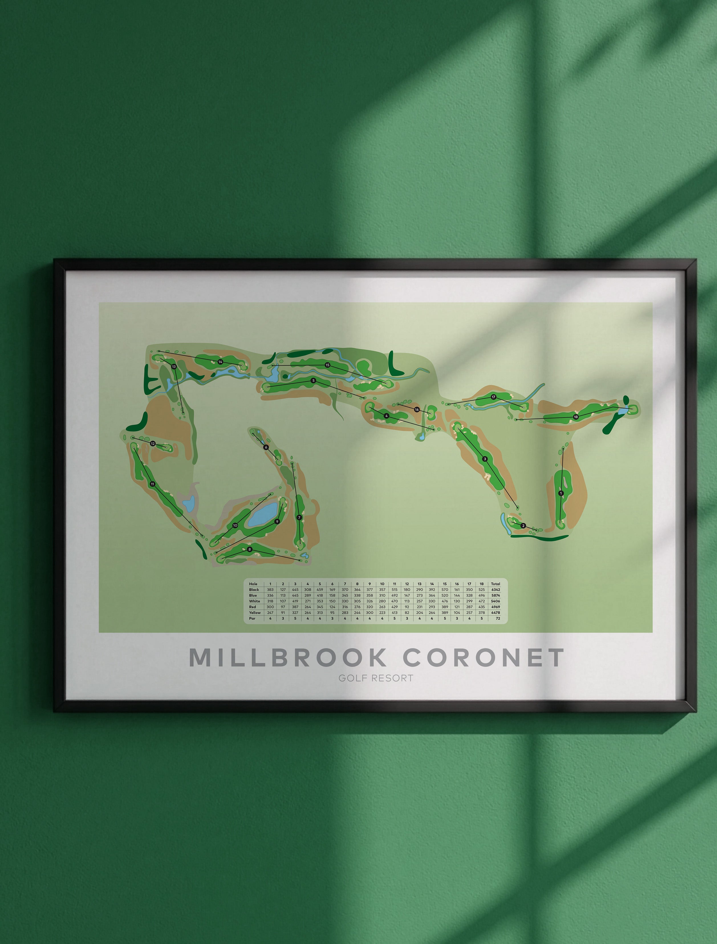 Framed minimalist fine art map of Millbrook - Coronet Golf Course, Queenstown Lakes Region, New Zealand
