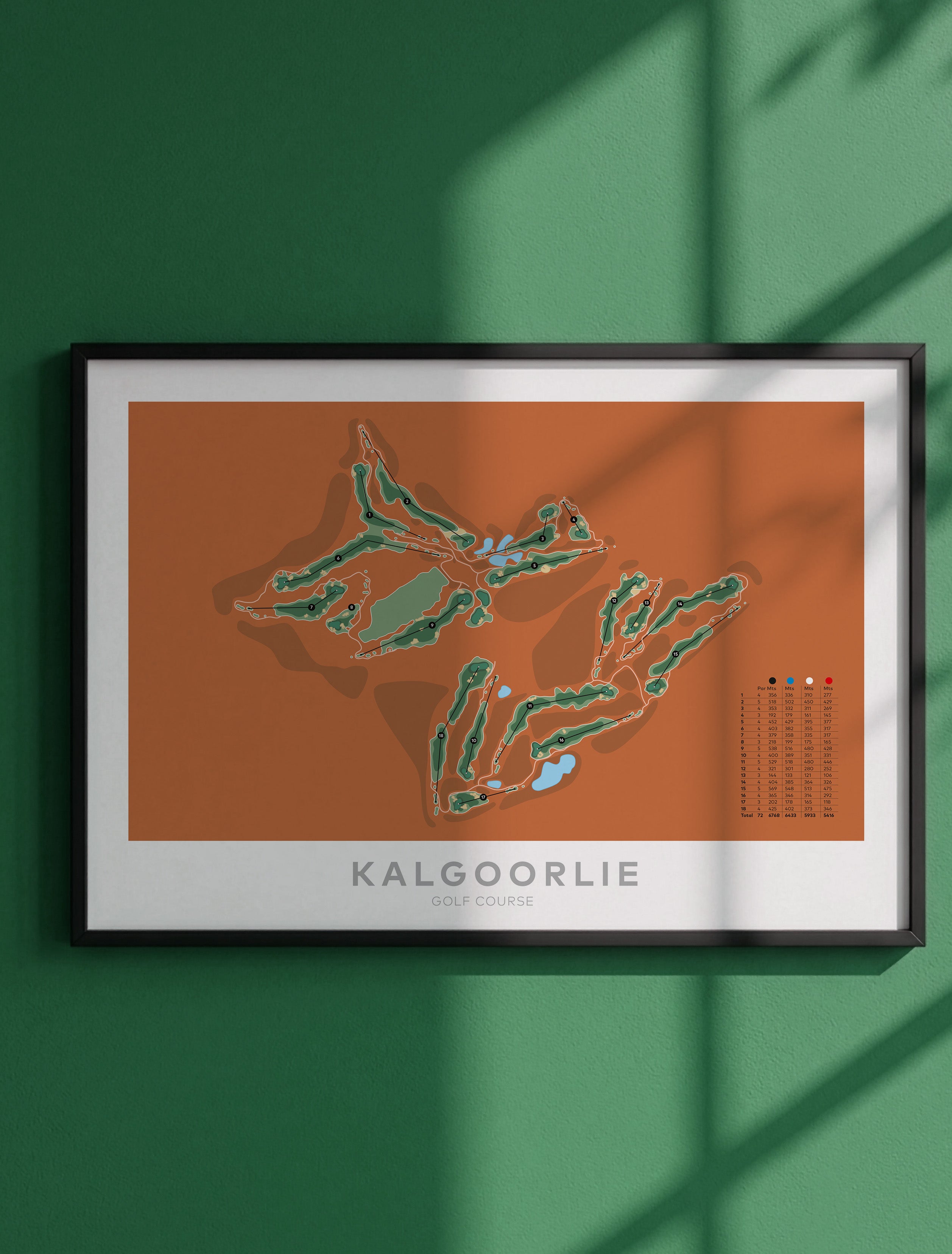 Framed minimalist fine art map of Kalgoorlie Golf Course, Western Australia-australia-golf-art