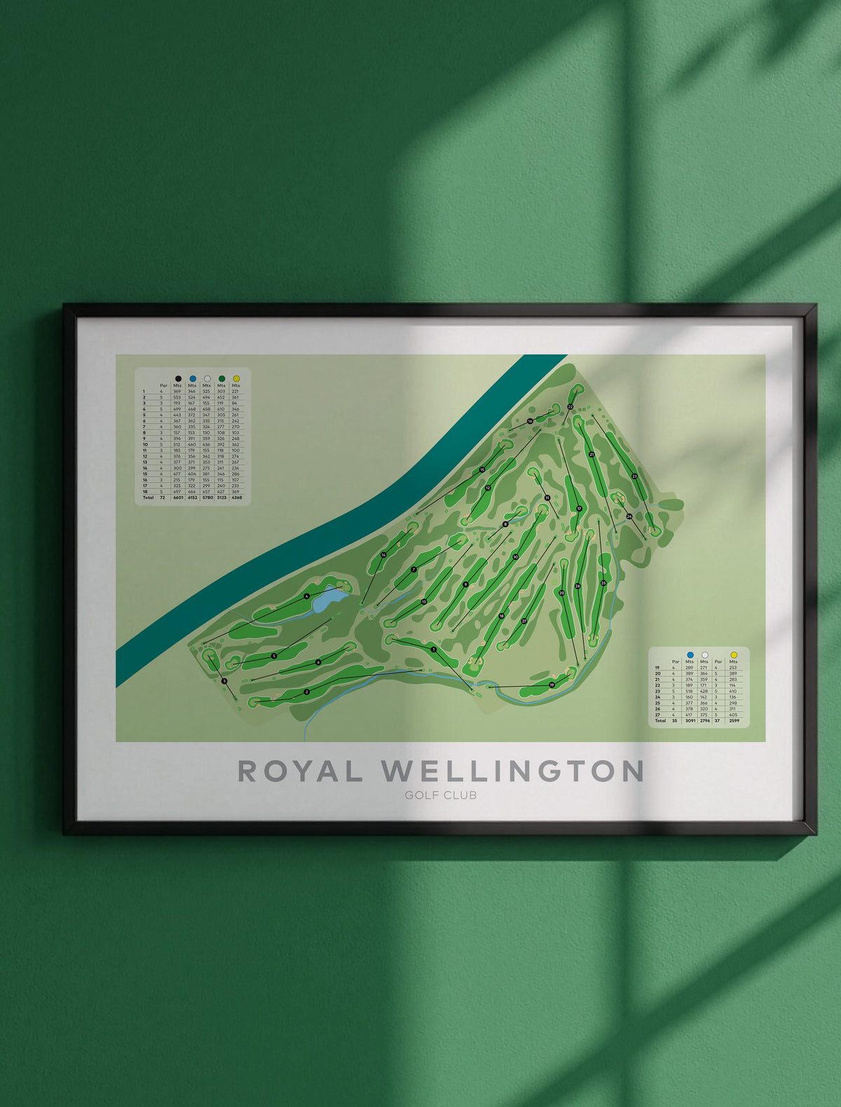 Framed Minimalist fine art map of Royal Wellington Golf Course, New Zealand