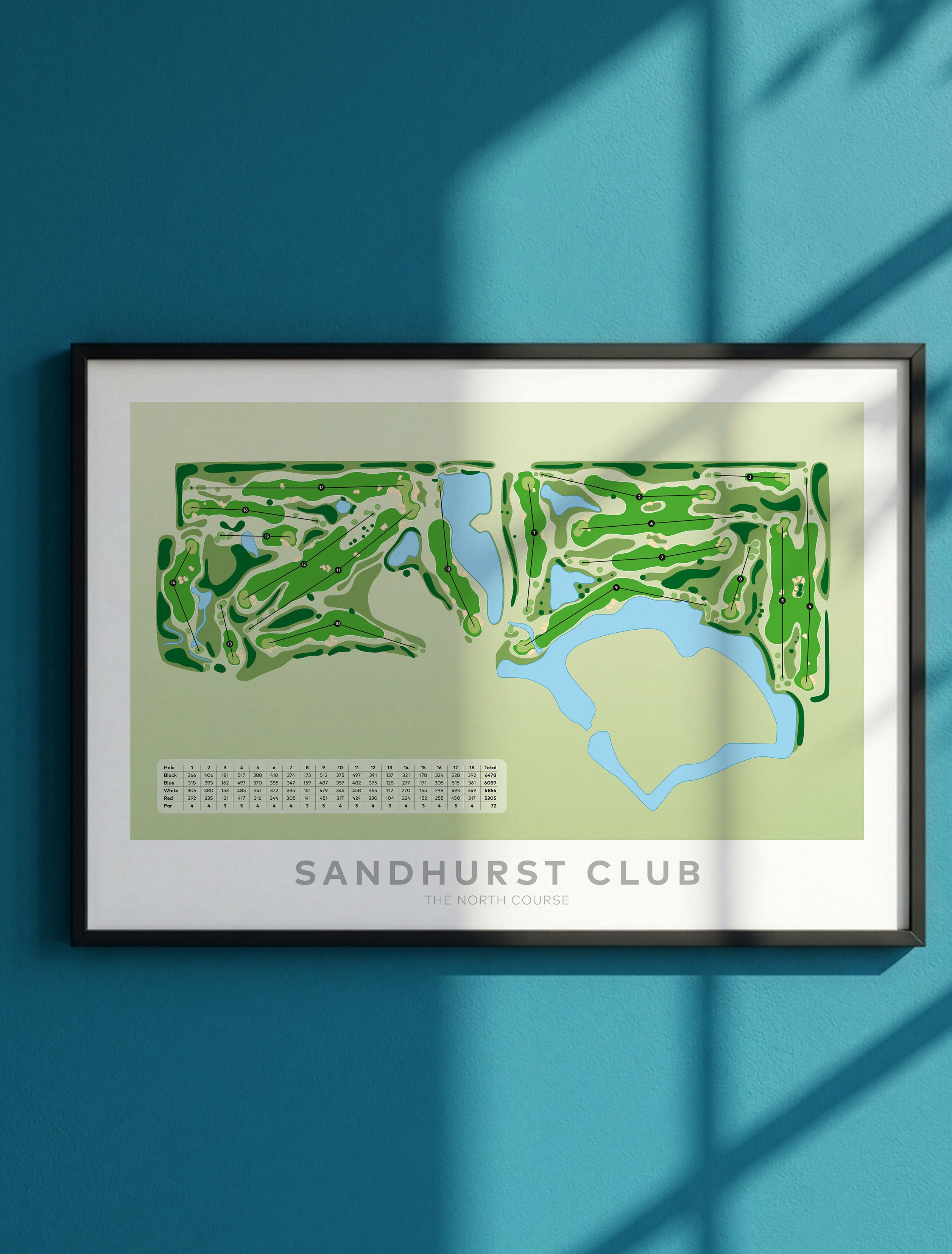 Framed Minimalist fine art map of Sandhurst North Golf Course, Melbourne, Victoria, -australia-golf-art