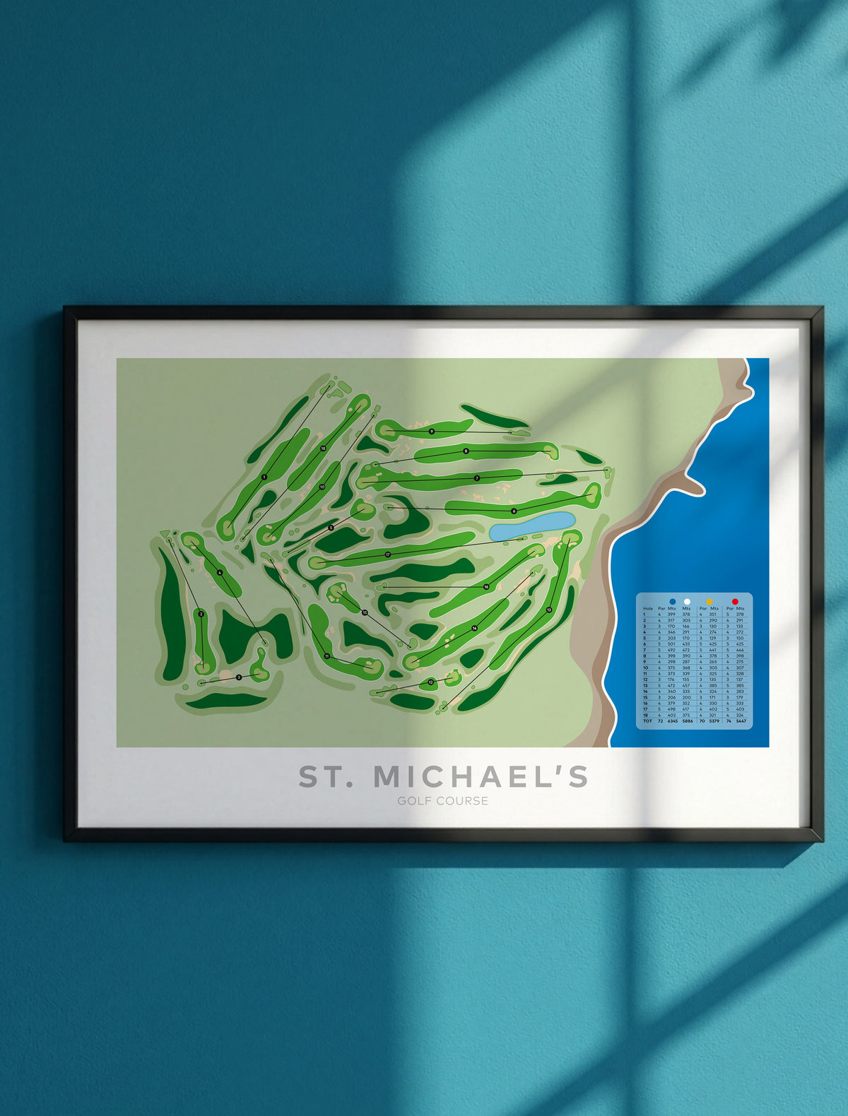 Framed Minimalist fine art map of St Michael's Golf Course, Sydney, New South Wales, -australia-golf-art