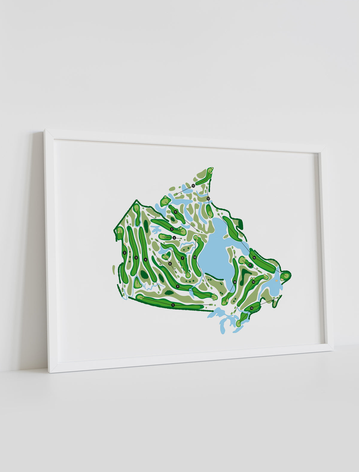 Framed minimalist fine art map of Canada Golf, concept artwork 