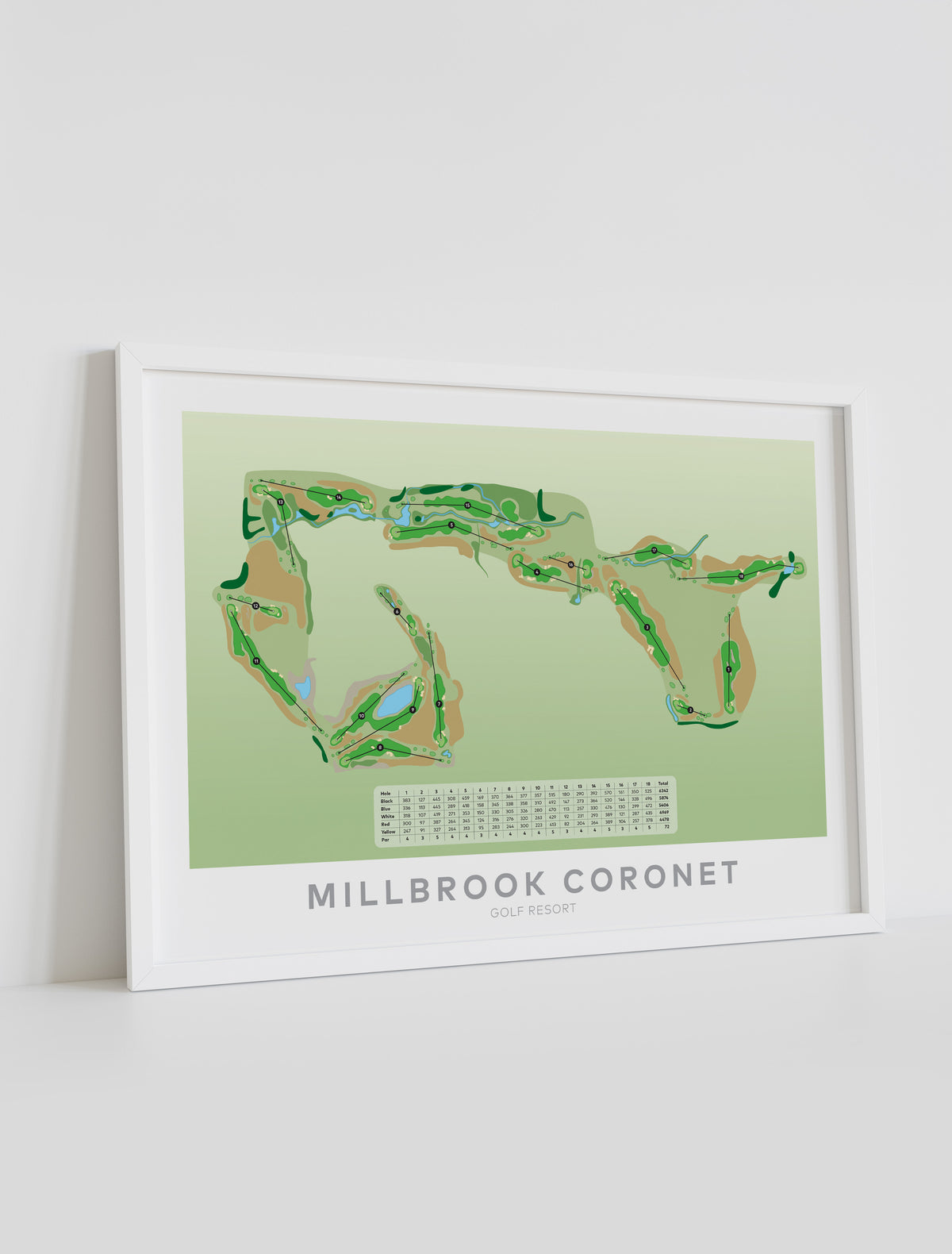Framed minimalist fine art map of Millbrook - Coronet Golf Course, Queenstown Lakes Region, New Zealand