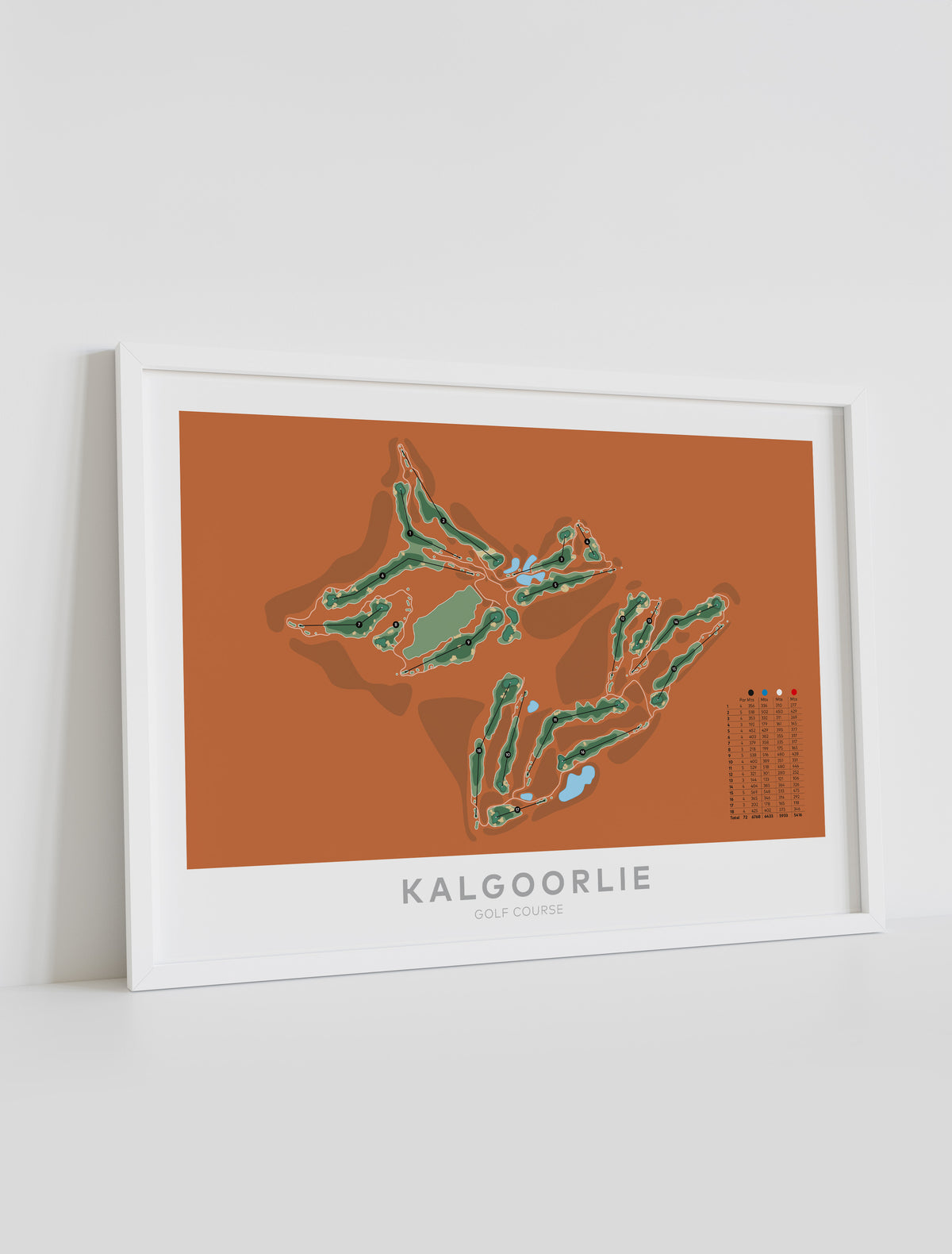 Framed minimalist fine art map of Kalgoorlie Golf Course, Western Australia-australia-golf-art