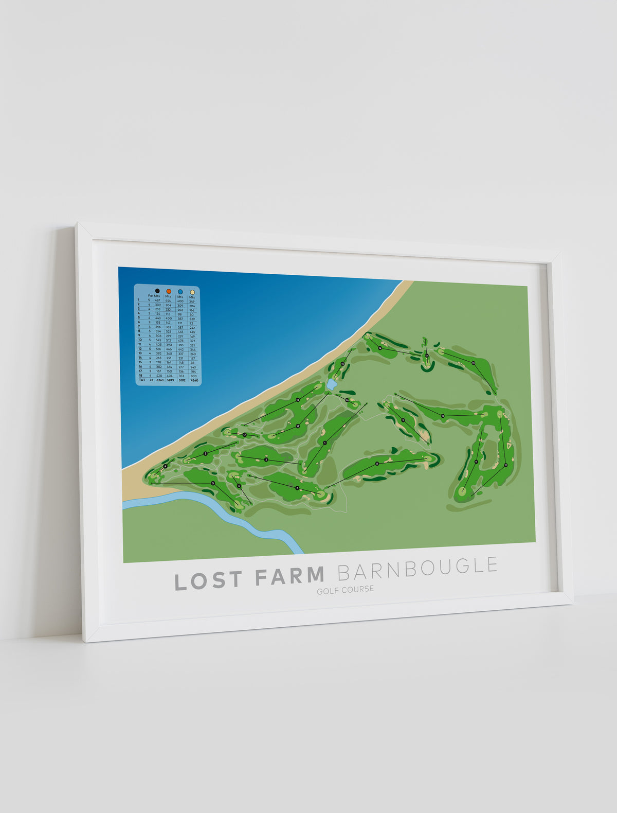 Framed Minimalist fine art map of Lost Farm Golf Course, Tasmania, Australia-australia-golf-art