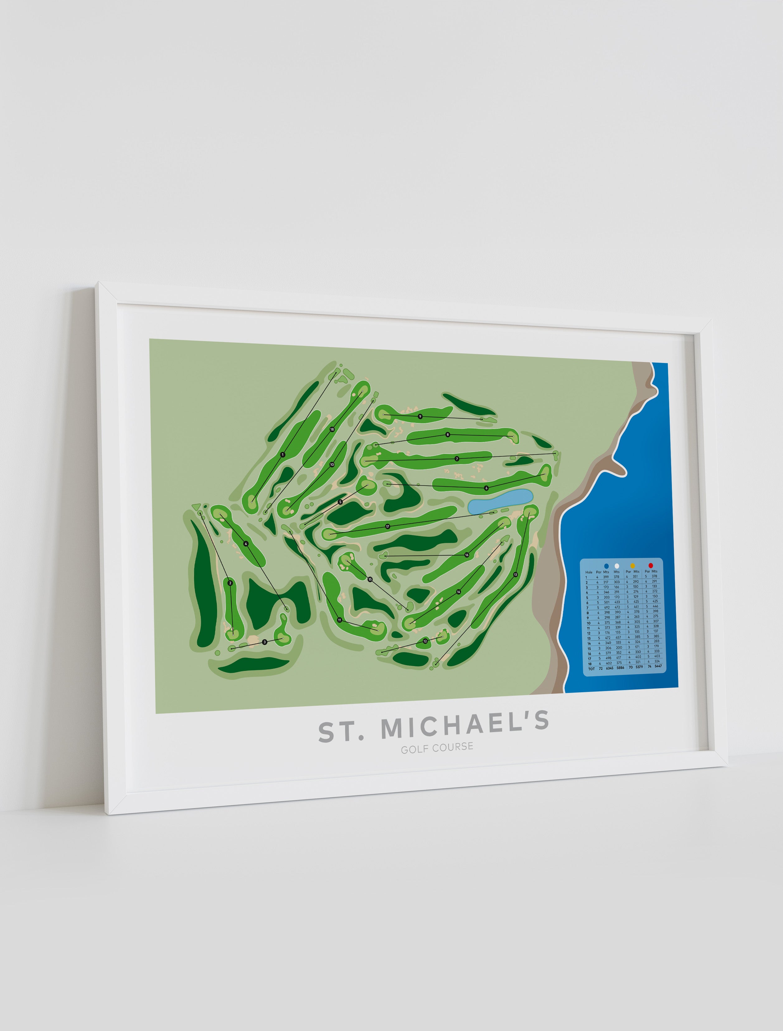 Framed Minimalist fine art map of St Michael's Golf Course, Sydney, New South Wales, -australia-golf-art