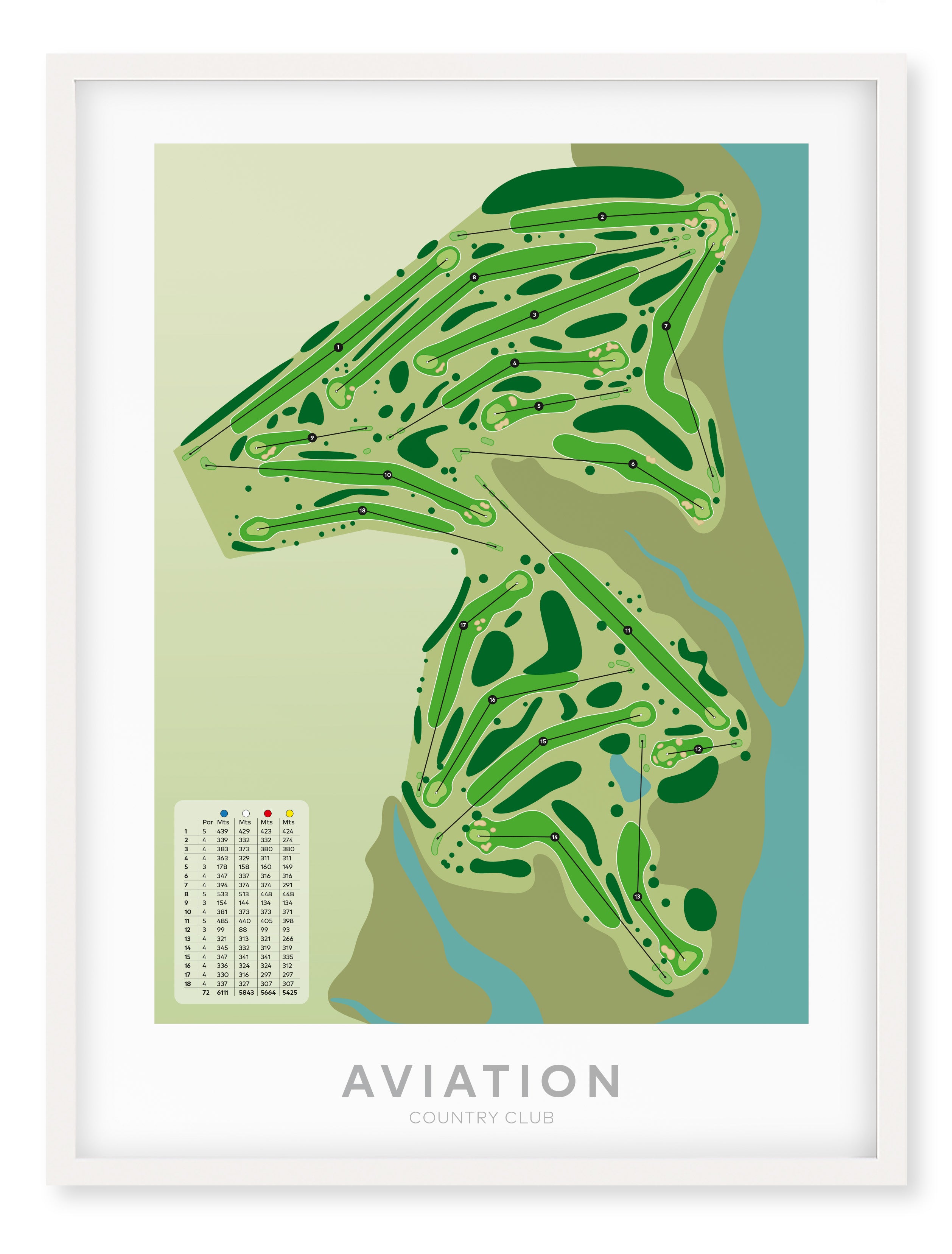 White framed Aviation Golf course, Auckland, New Zealand - minimalist fine art print