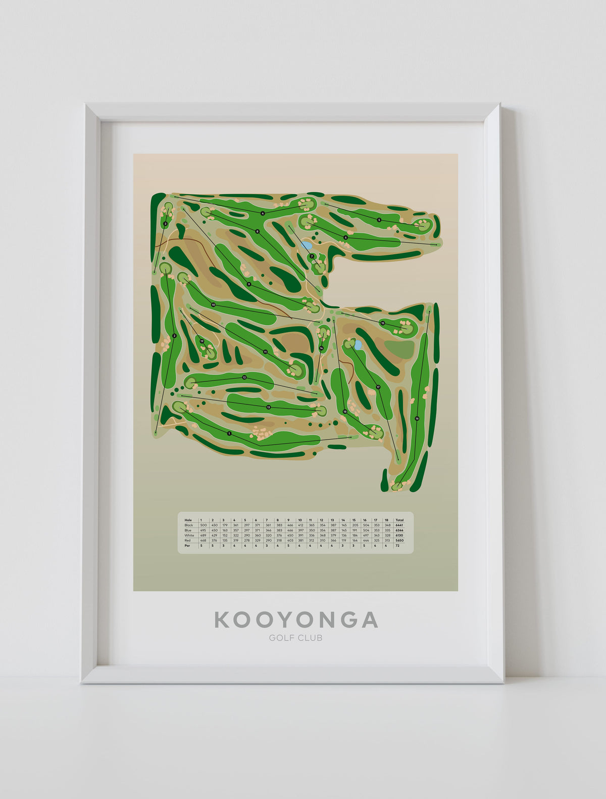 Kooyonga-Australia-Golf-course-White-Framed-print-art-leaning against wall